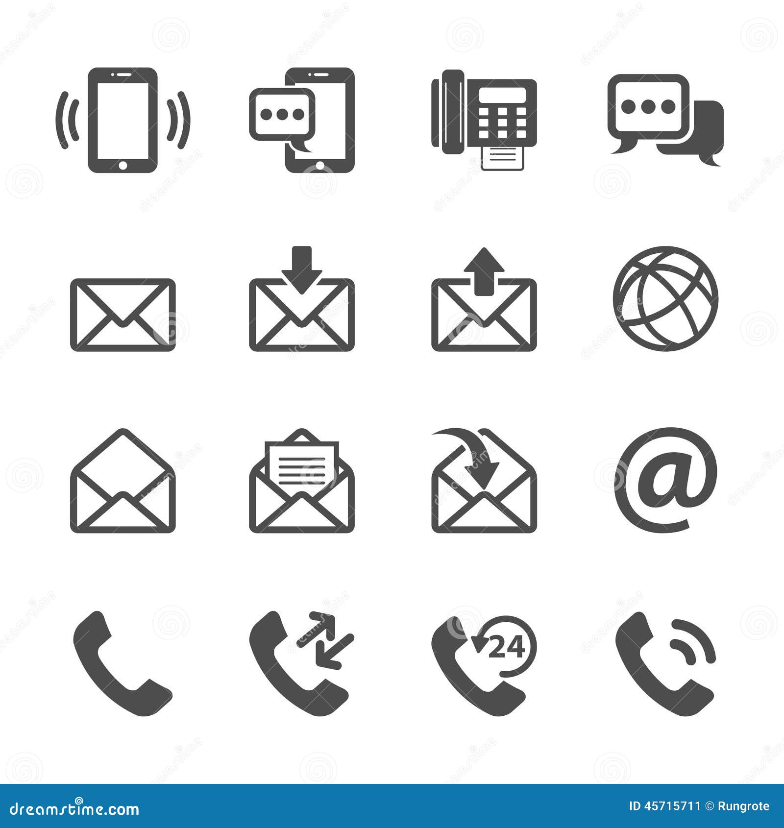 communication of phone and email icon set,  eps10