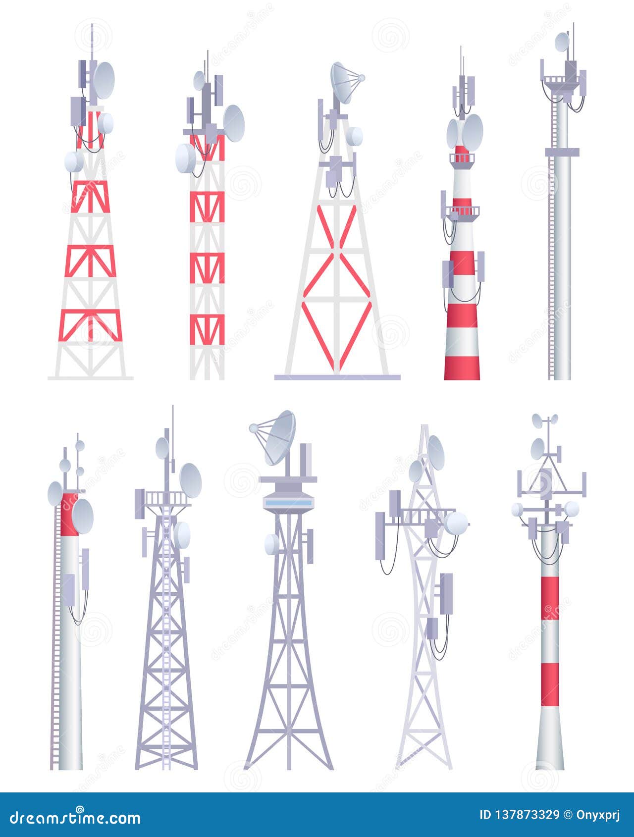 communication tower. cellular broadcasting tv wireless radio antena satellite construction  pictures in cartoon