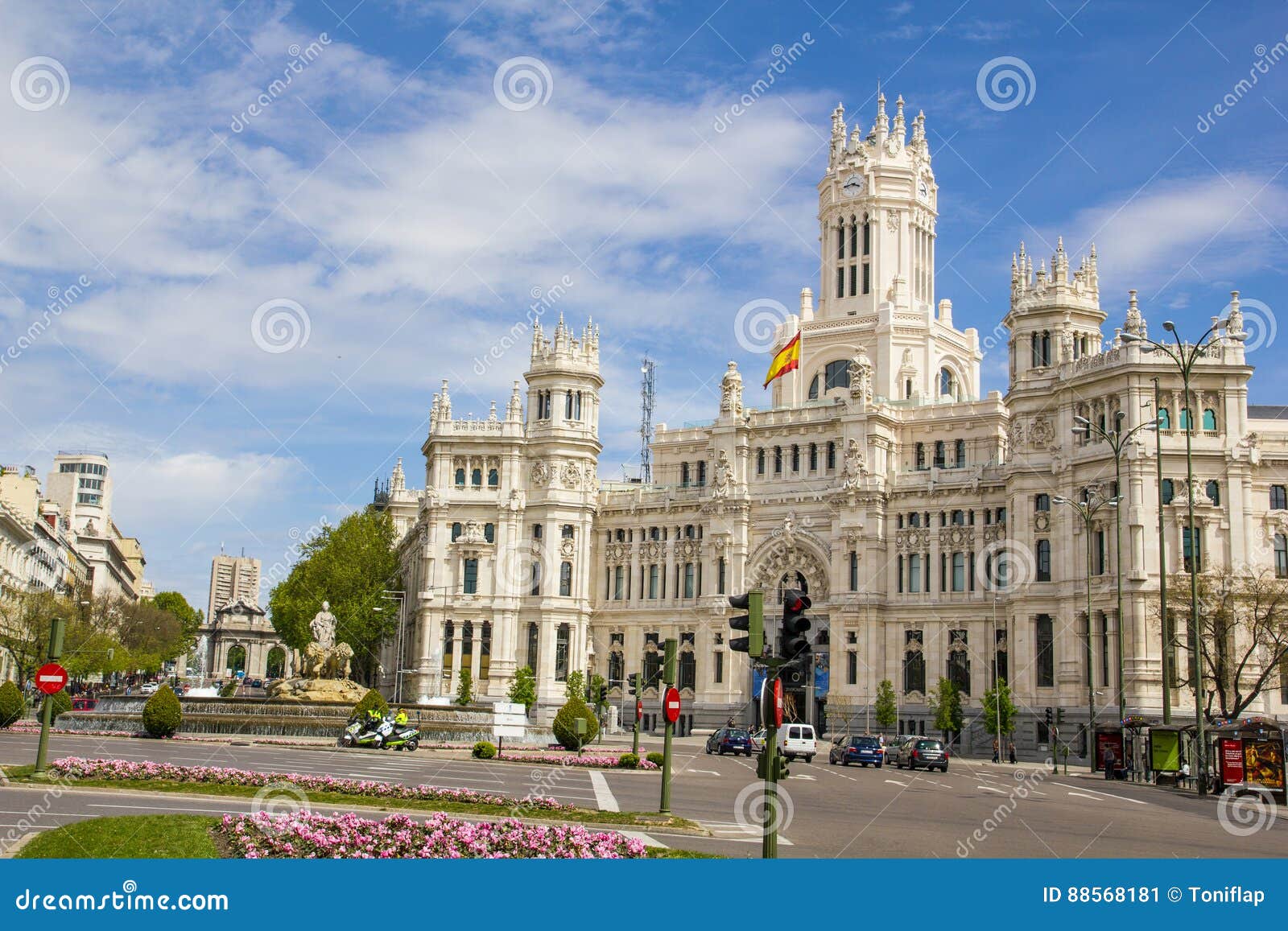 communications palace from plaza de cibeles madrid spain