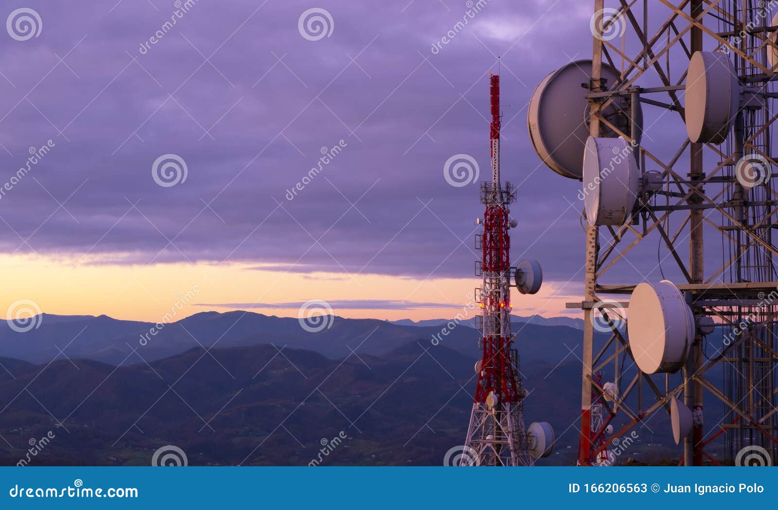 communications and telephone towers on mount jaizkibel, euskadi