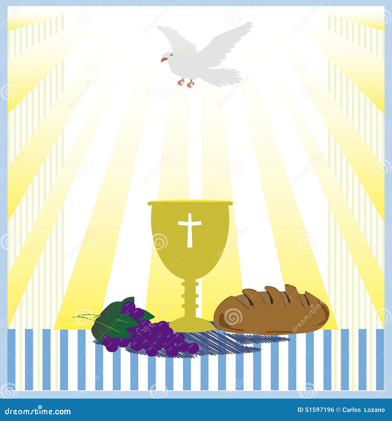 communion card template with dove,