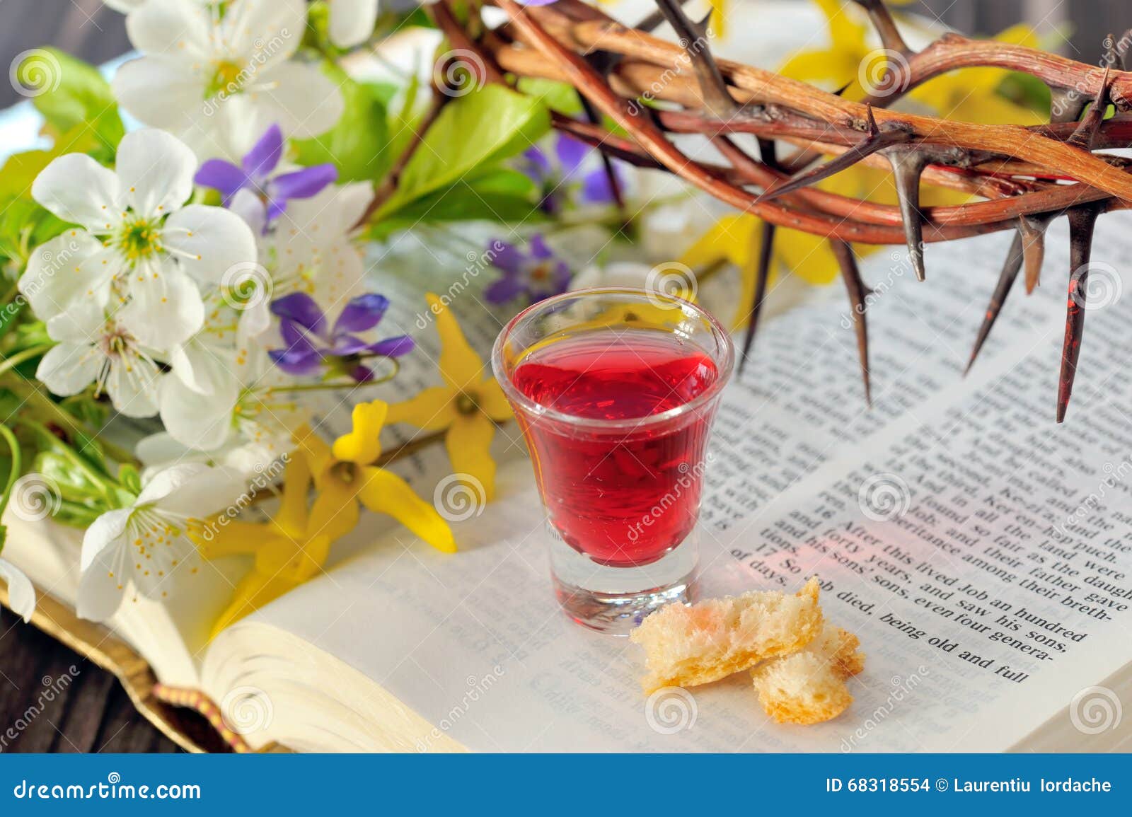 Communion Cup with Wine and Bread Stock Photo Image of chalice