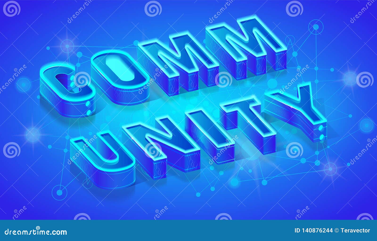 Community Isometric Vector Banner Template, Neon Stock Vector In Community Service Template Word