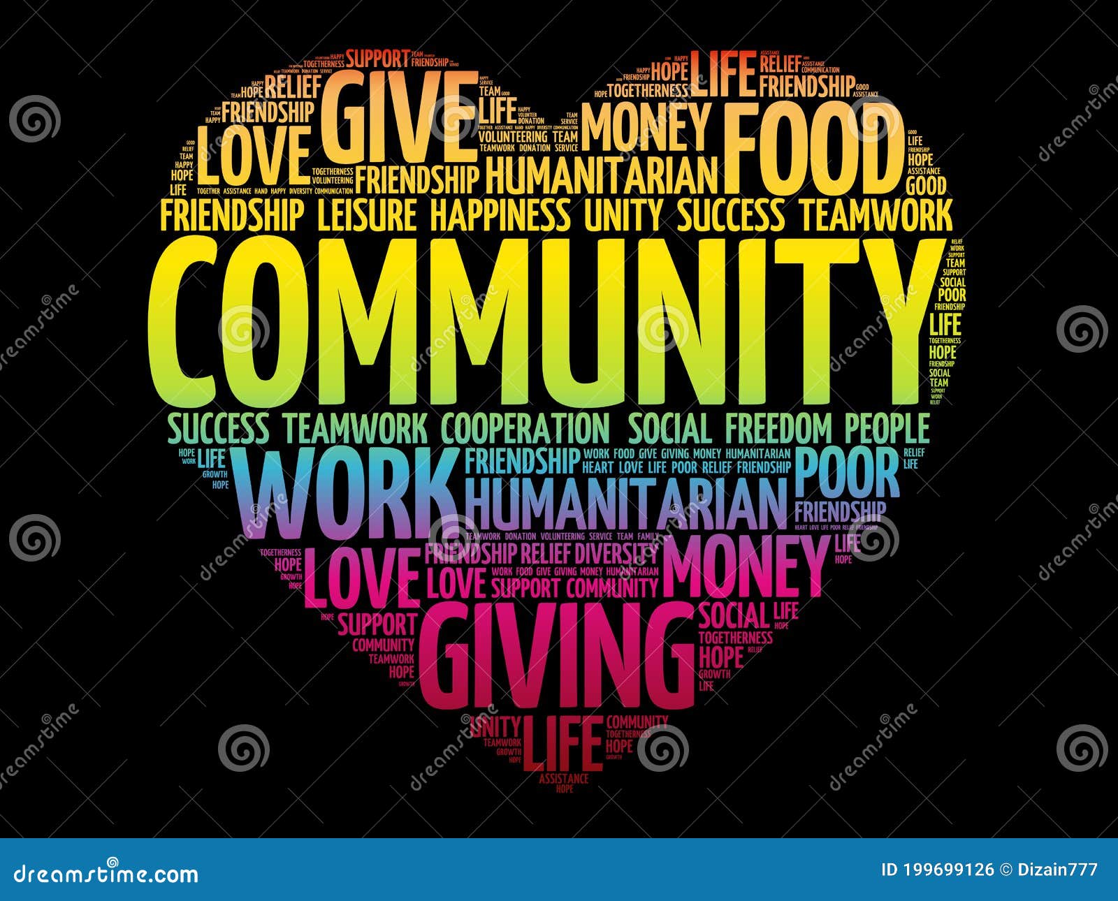 Community Word Cloud Collage Stock Illustration Illustration of assistance, donation 199699126