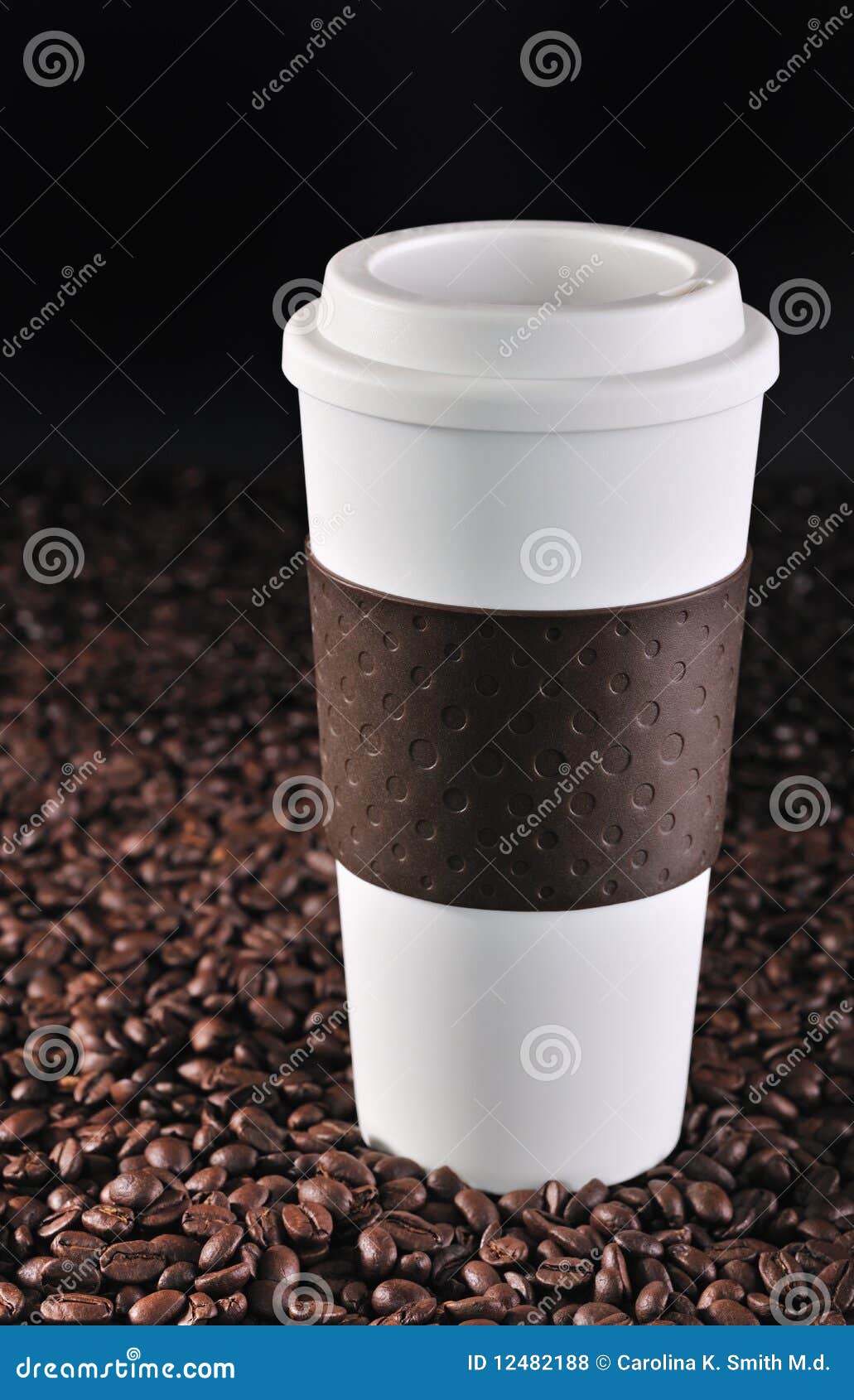 Commuter Cup on Coffee Beans. Stock Photo Image of caffeine