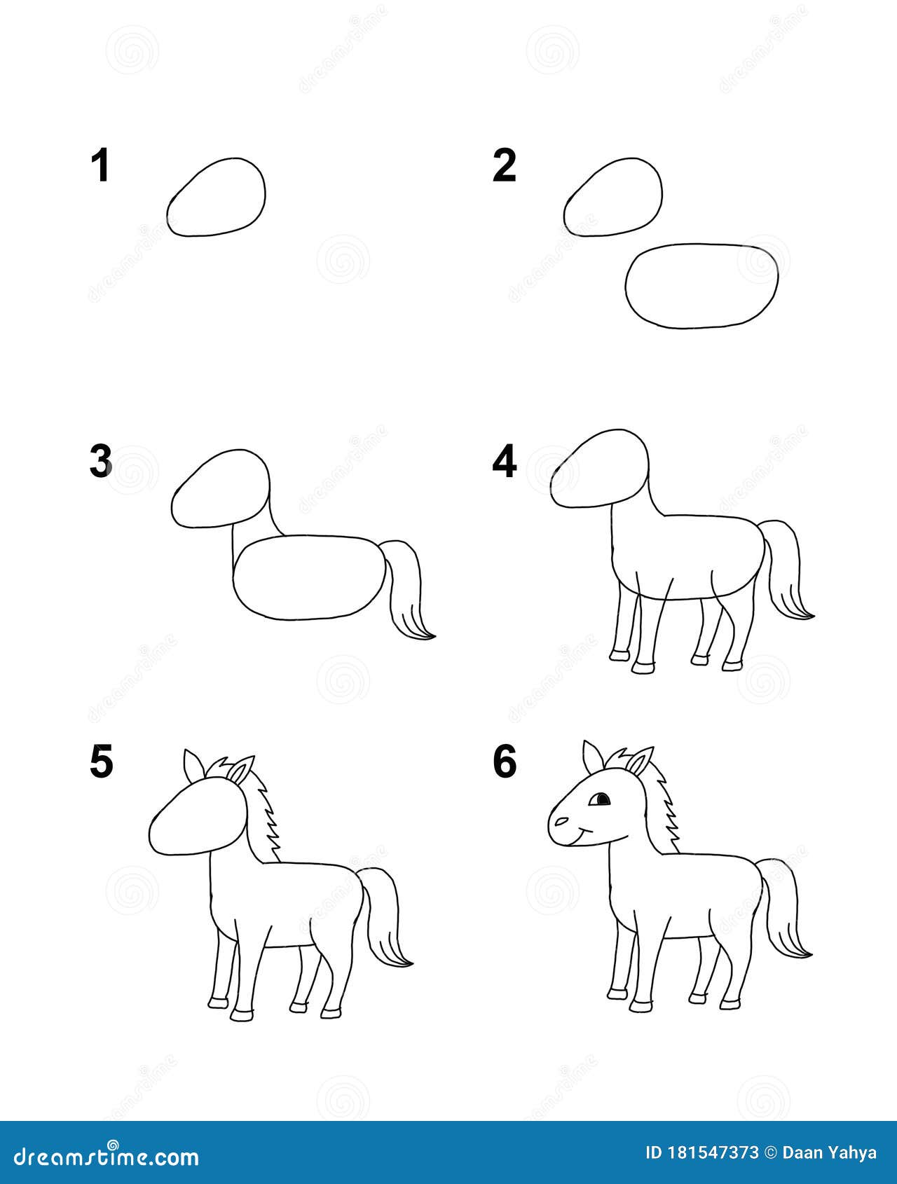 Como Desenhar Cavalo Com Ilustração De Desenho Animado Em 6 Passos