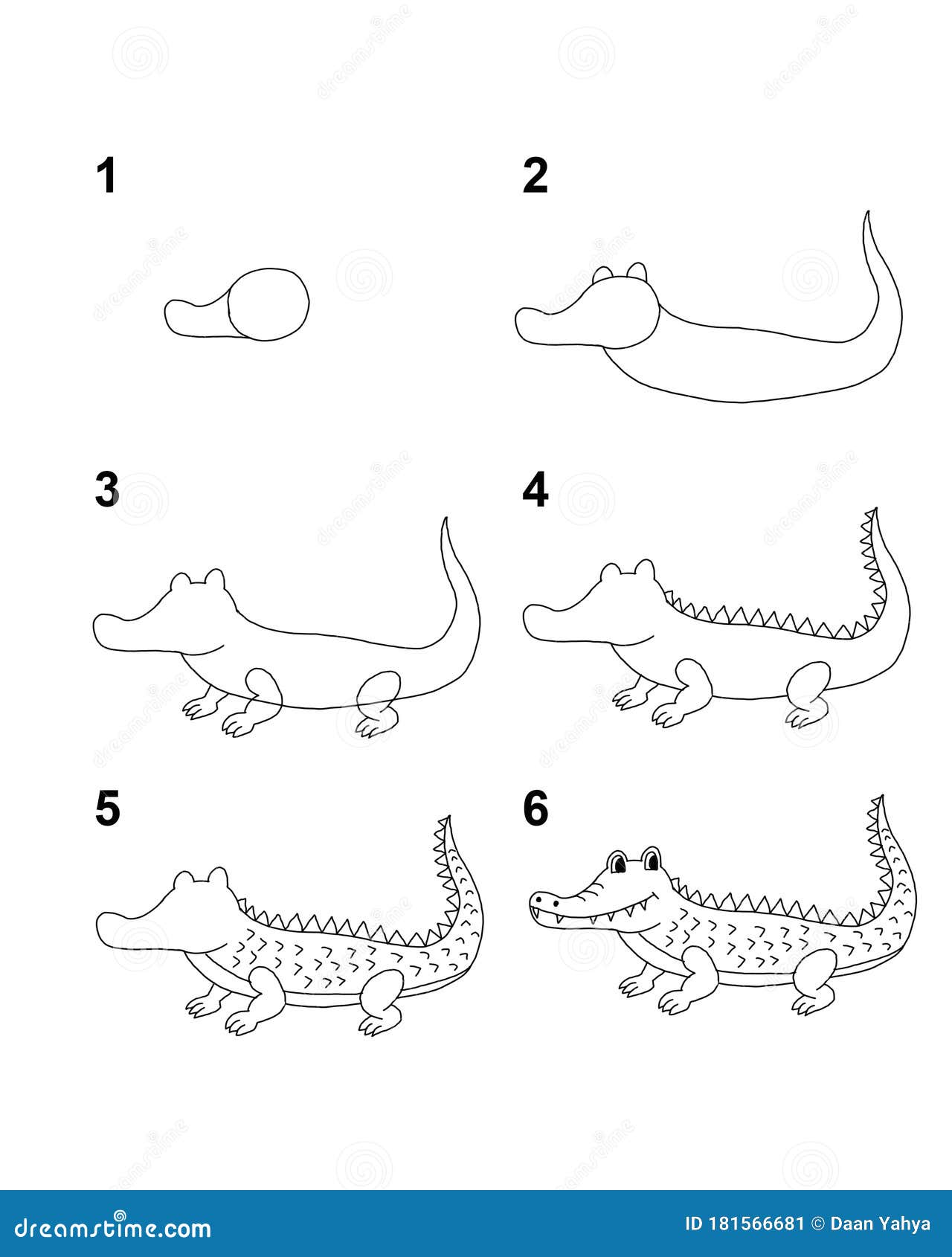 Como Desenhar a Ilustração Passo a Passo Do Desenho Do Crocodilo