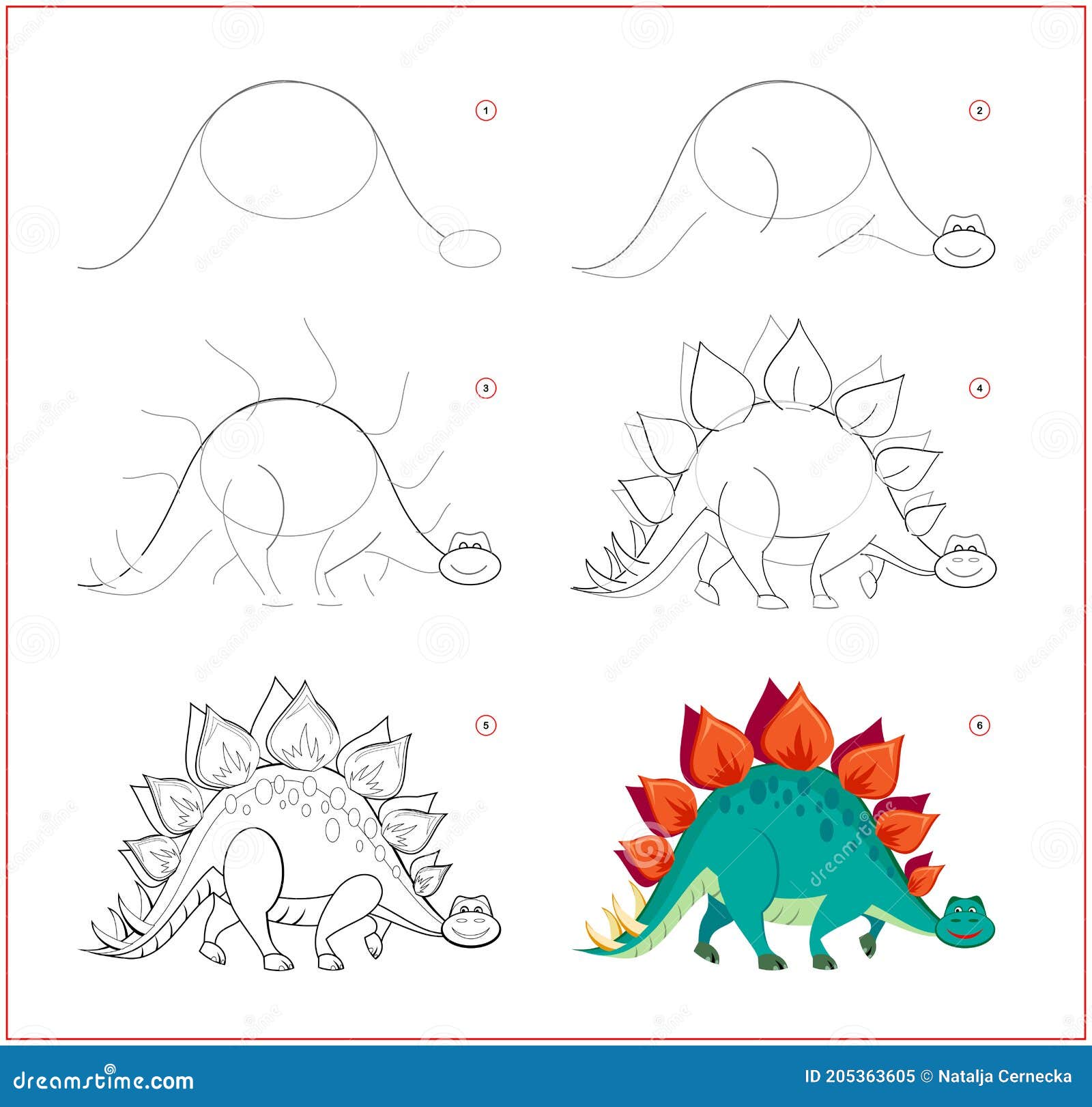 Como desenhar um estegossauro  Tutorial de desenho passo a passo