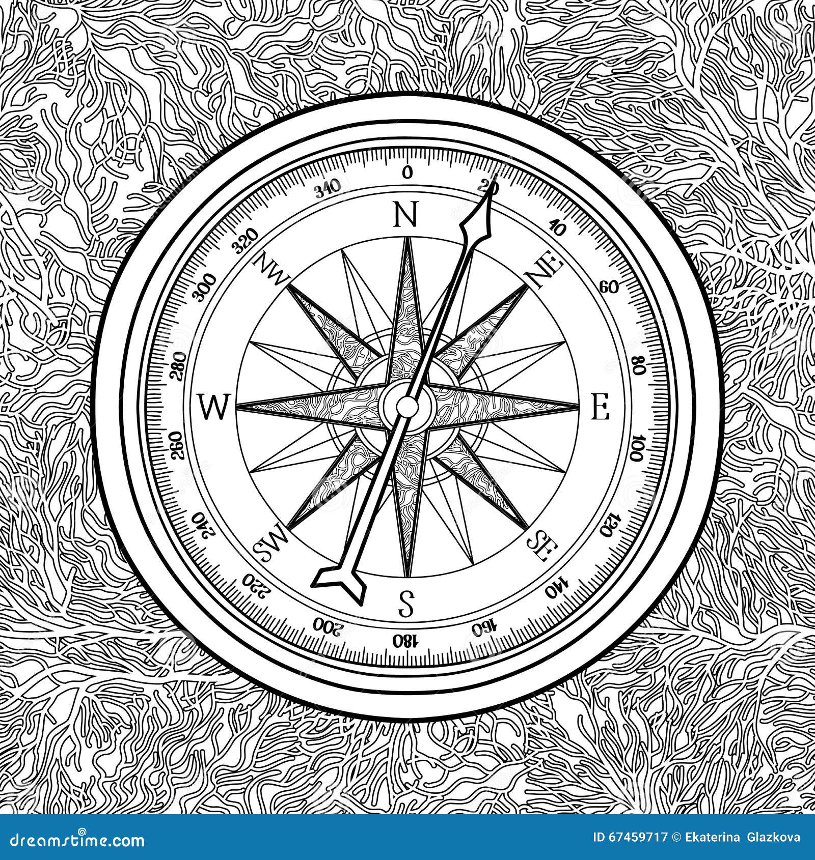 Brújula De Rosa De Los Vientos Gráfica Ilustración del Vector - Ilustración  de norte, marina: 67459717