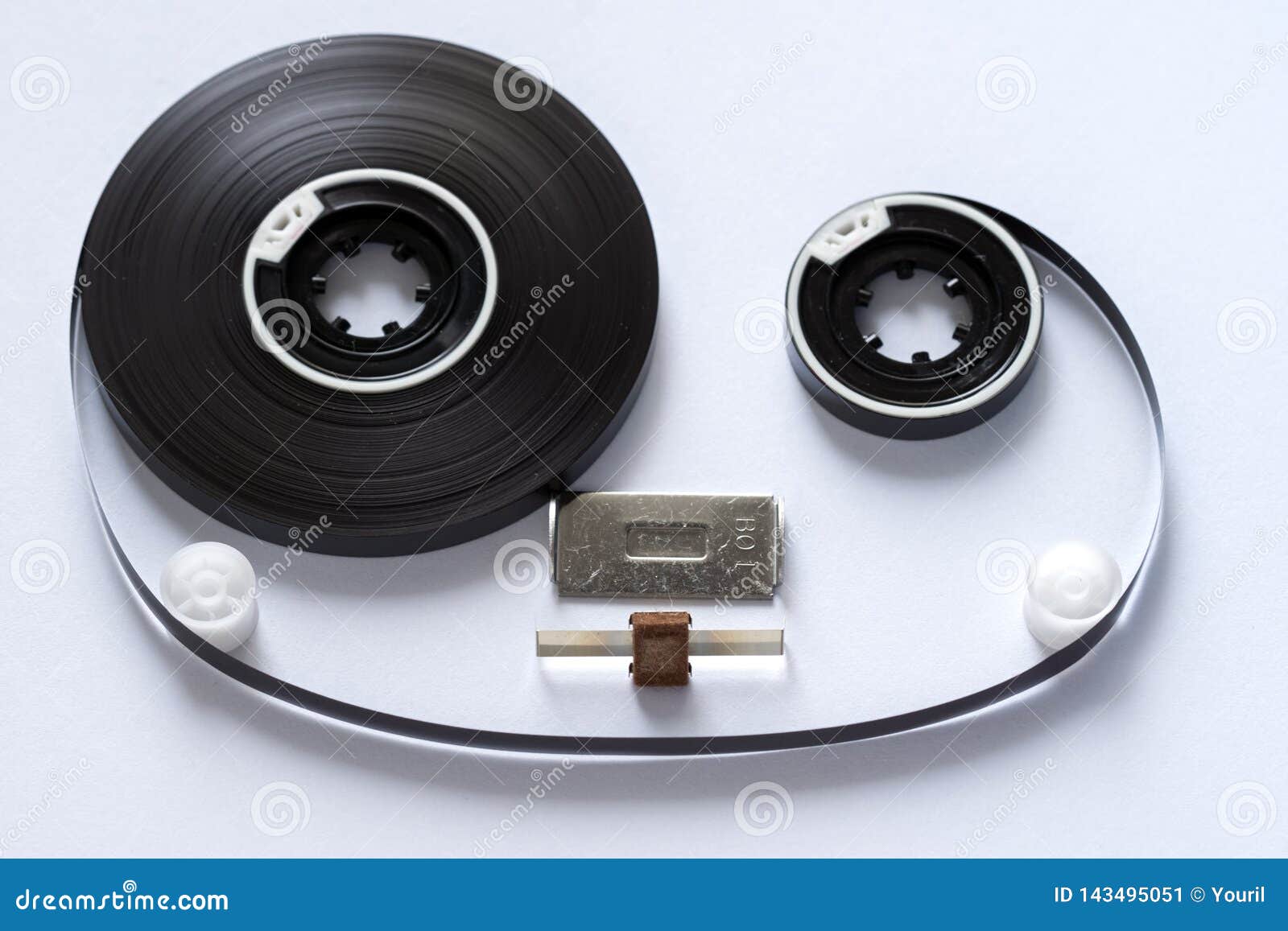 Compact Audio Cassette Tape Reels Concept Closeup Stock Image