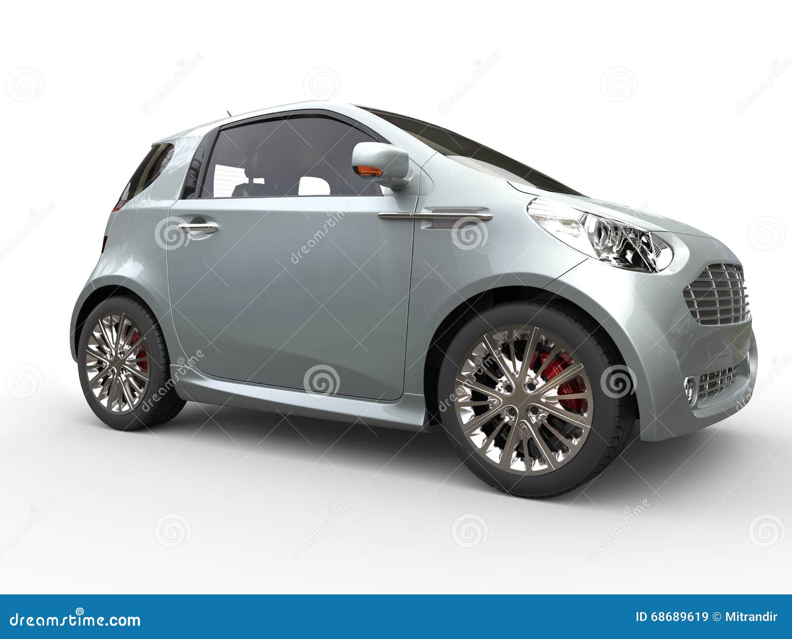 Compact Blue Grey Metallic Car Side Closeup View Stock Image Image