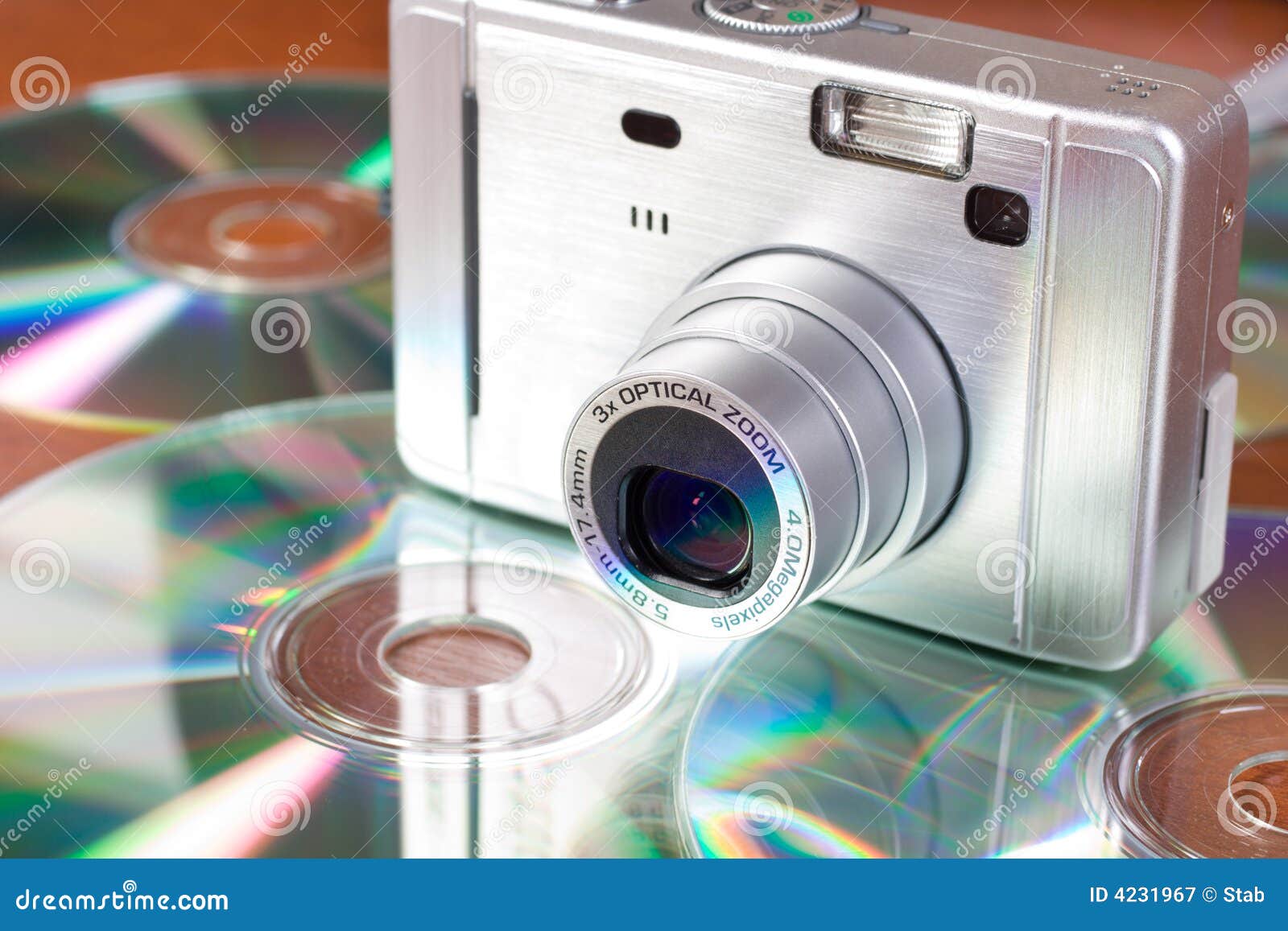 Compact Digital Camera and Cd Stock Image Image of electrical