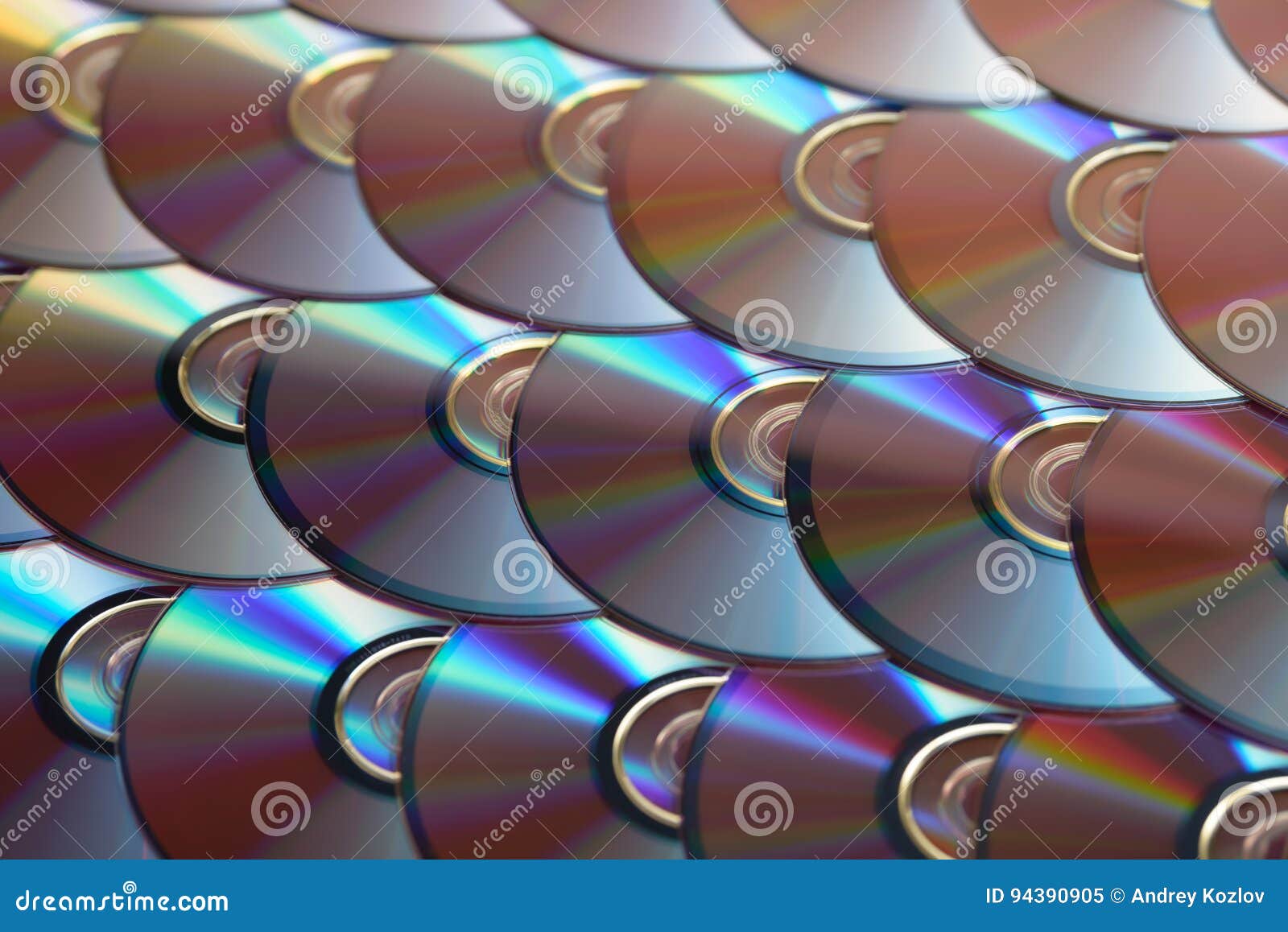 Compact Discs Background. Several Cd Dvd Bluray Discs. Optical