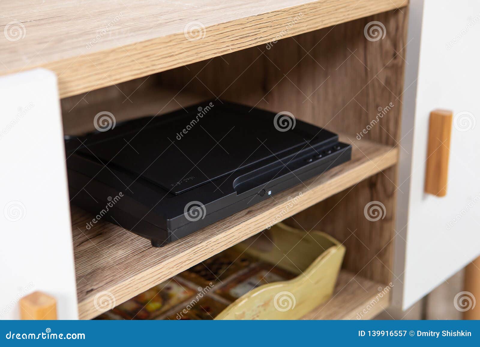 Compact Dvd Player In The Interior On The Tv Cabinet Stock Image