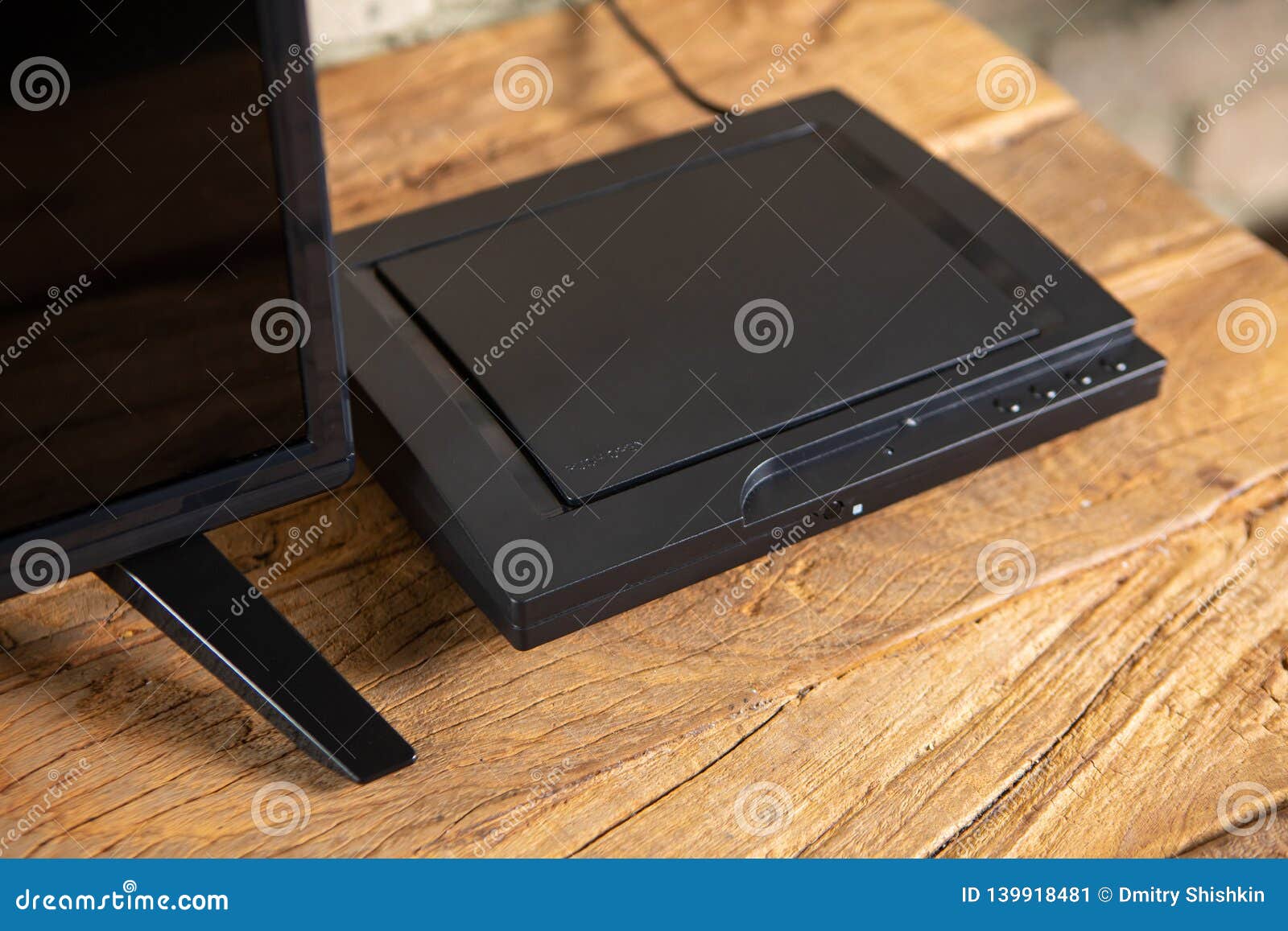 Compact Dvd Player In The Interior On The Tv Cabinet Stock Image