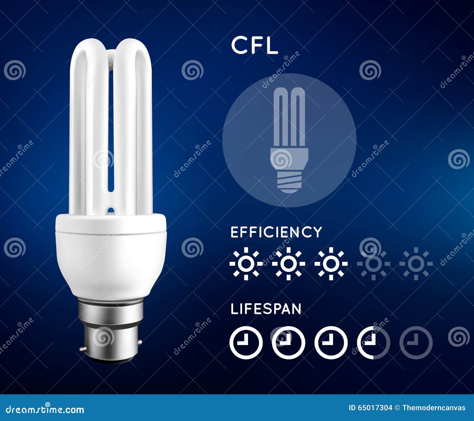 Compact Fluorescent Light Bulb Infographic with Approximate Estimate of