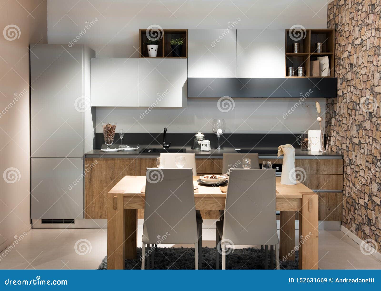 Compact Modern Kitchen Or Kitchenette Stock Image Image Of Built