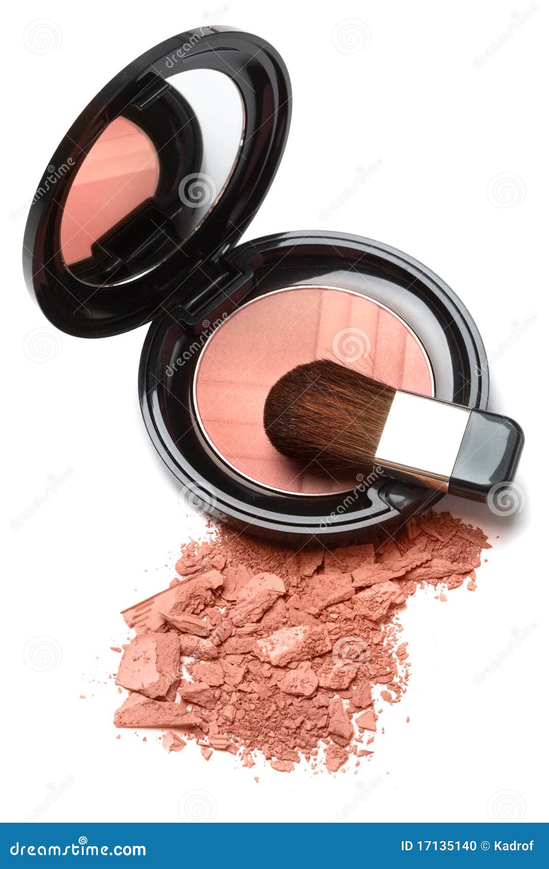 Compact Powder Blush Box with Mirror and Brush Stock Photo Image of