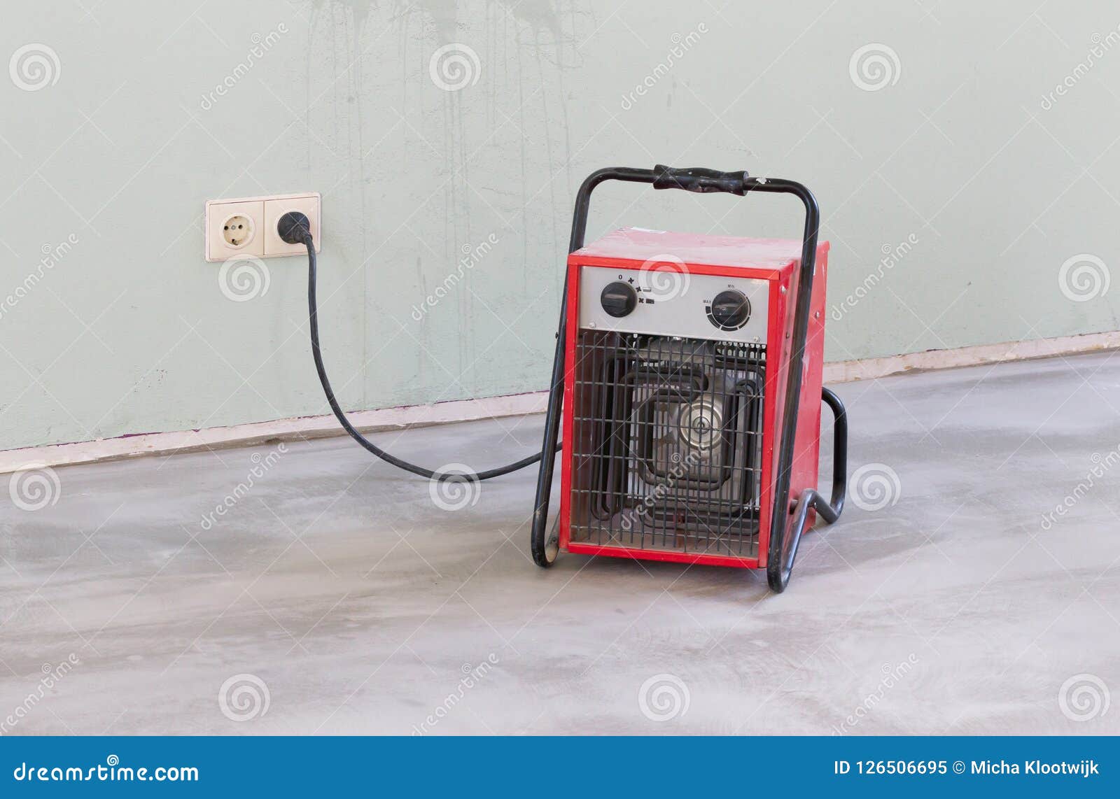 Compact Red Heater, Drying the Floor Stock Image Image of wall