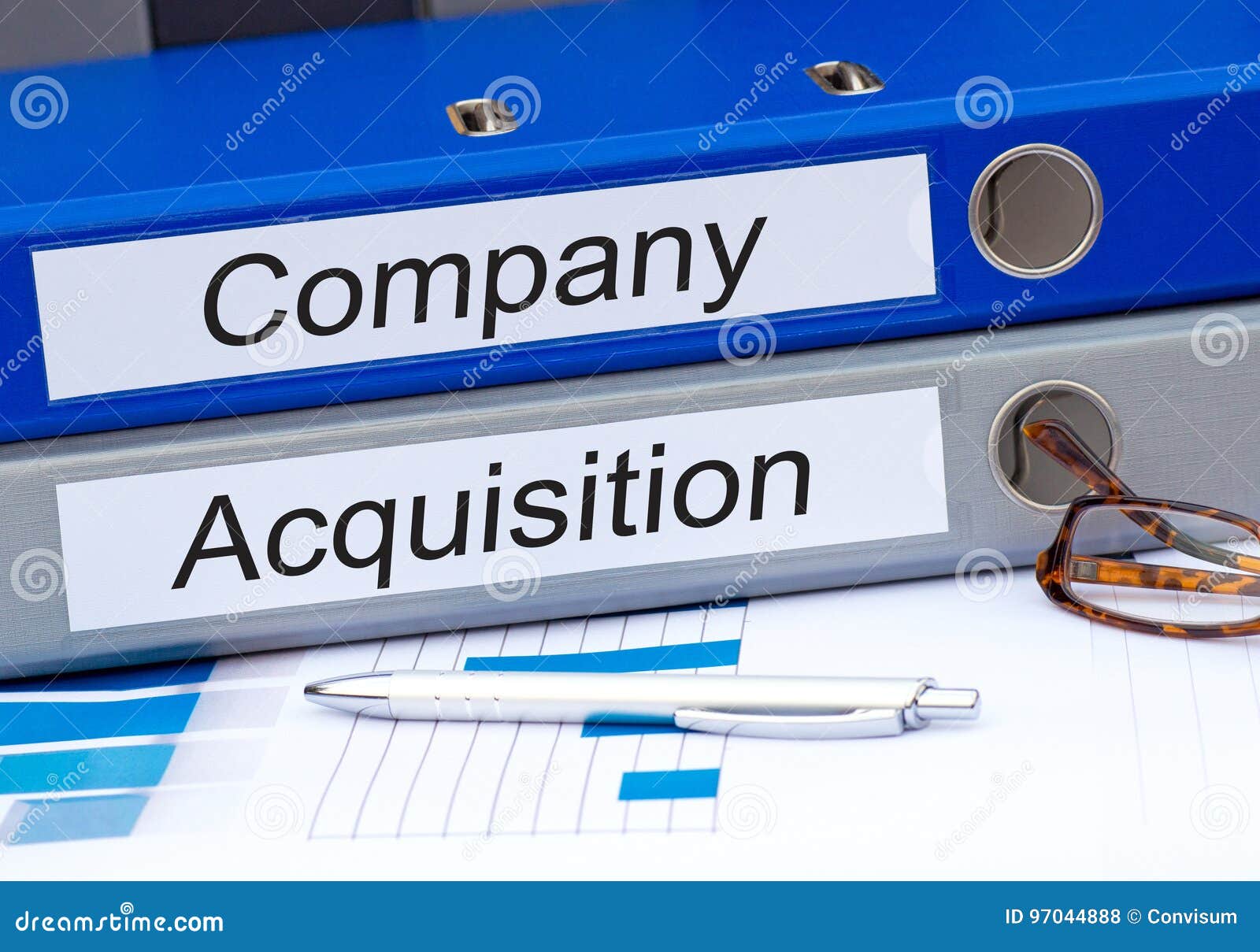Company and Acquisition, Two Binders in the Office Stock Photo Image