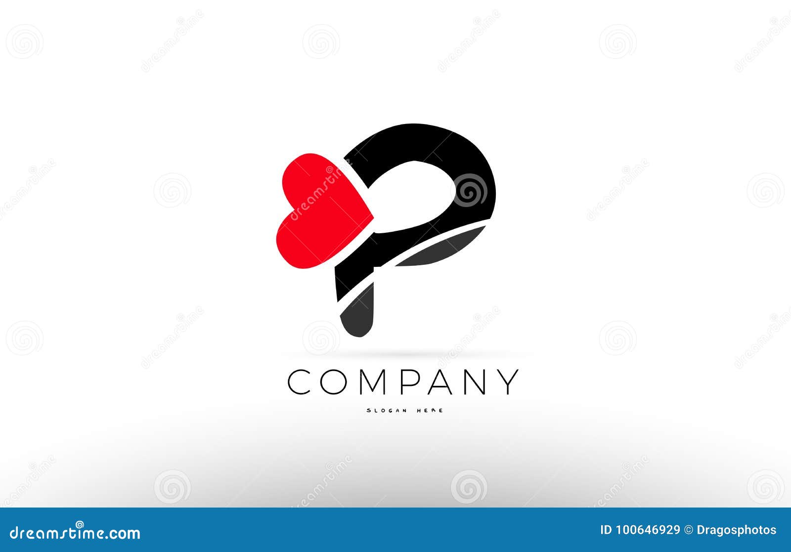 P Alphabet Letter Logo Icon with Love Heart Symbol Company Design ...