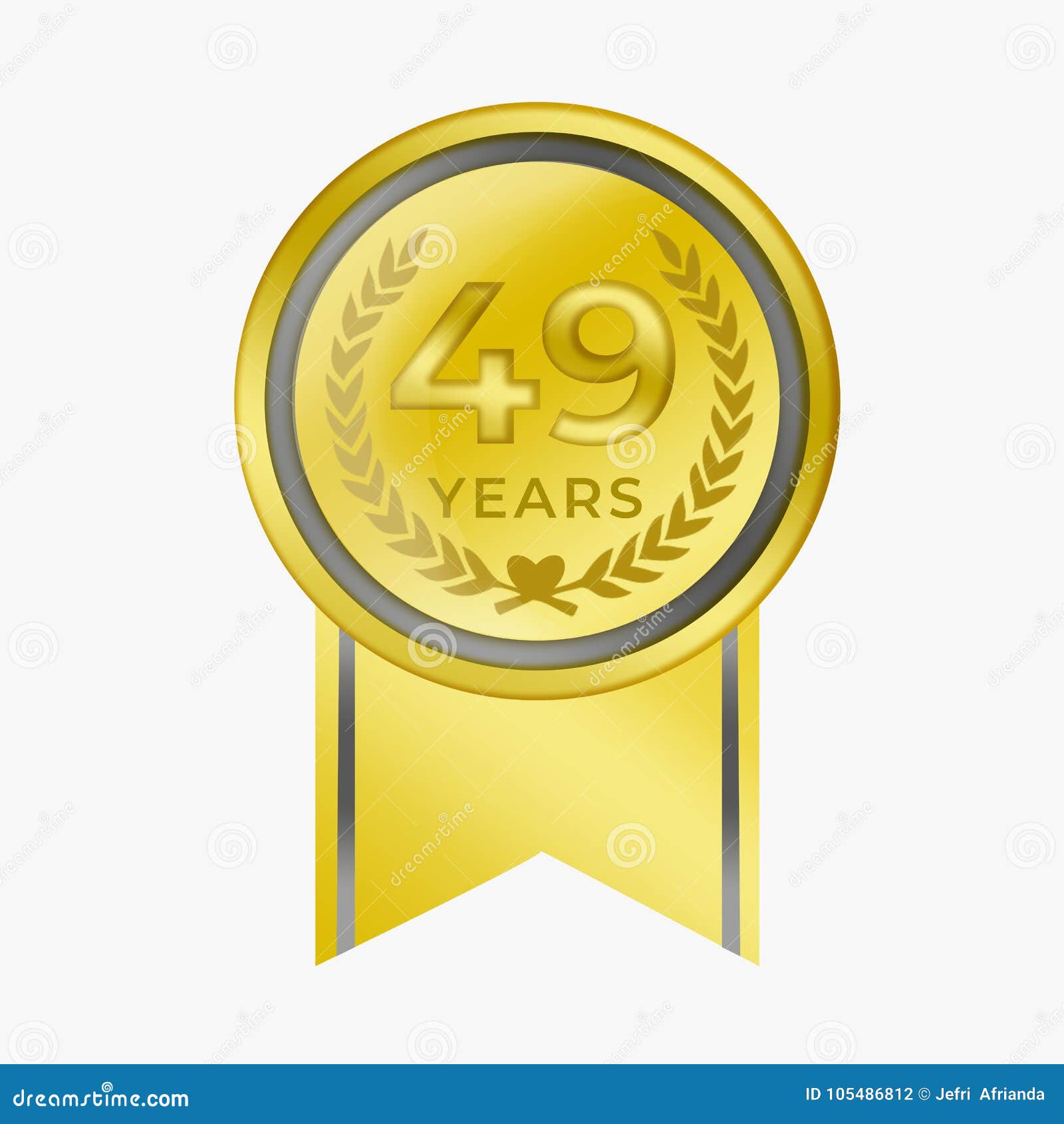49 years anniversary coin gold certification congratulation award with background white