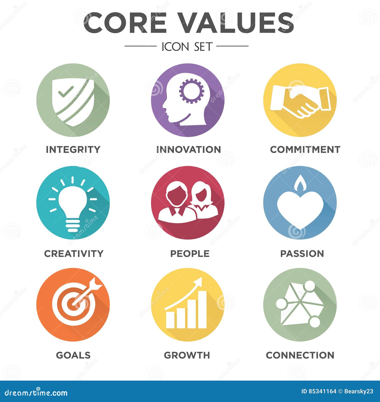 company core values solid icons