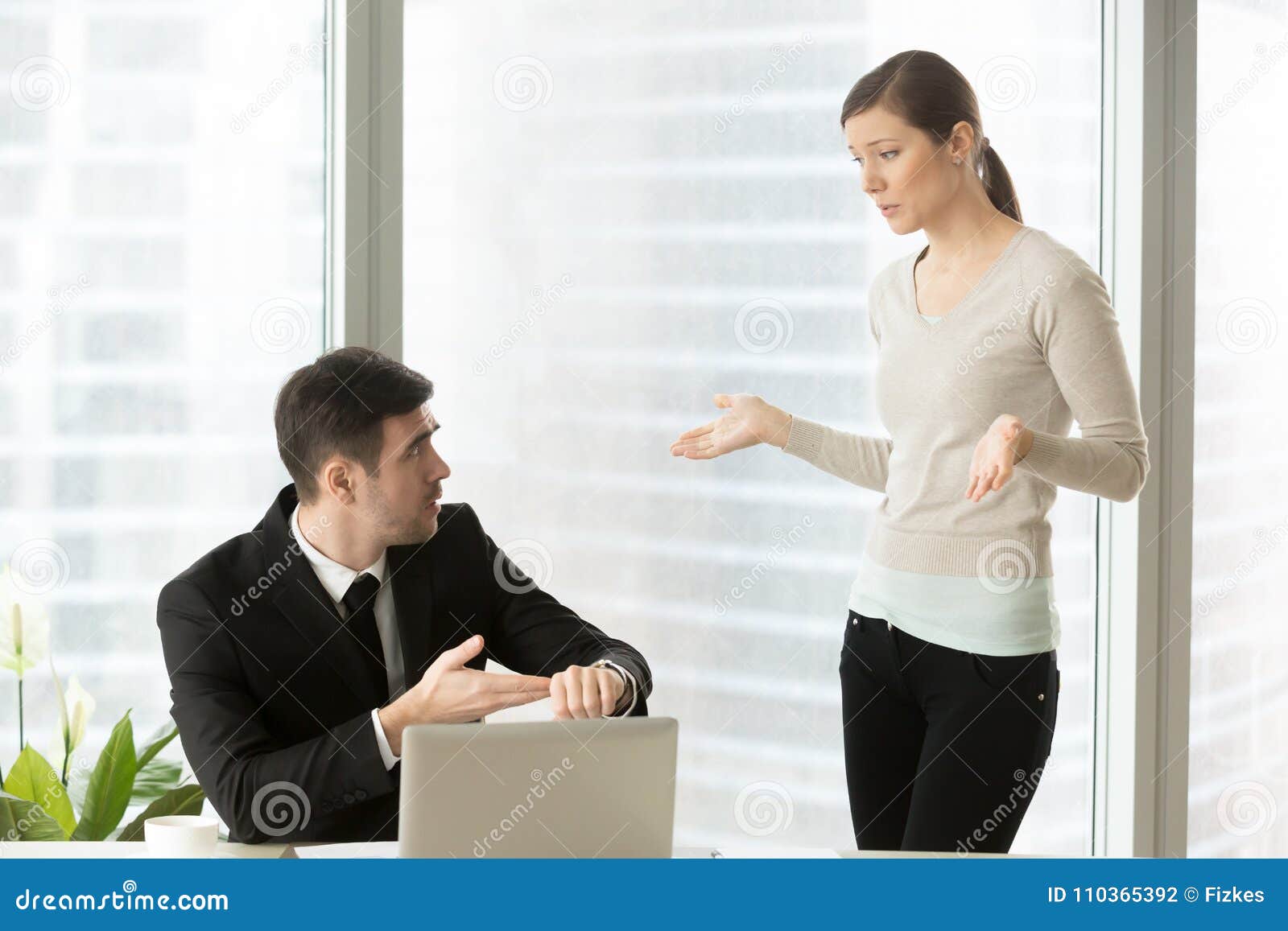 woman explaining reason for being late for work