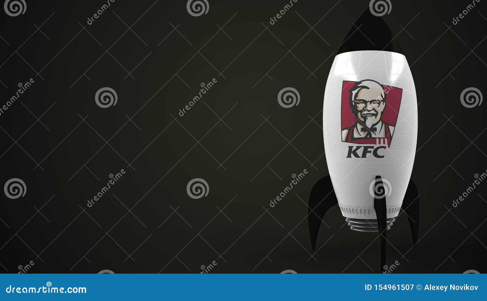 Download KFC Logo Against A Rocket Mockup. Editorial Conceptual Success Related 3D Rendering Editorial ...