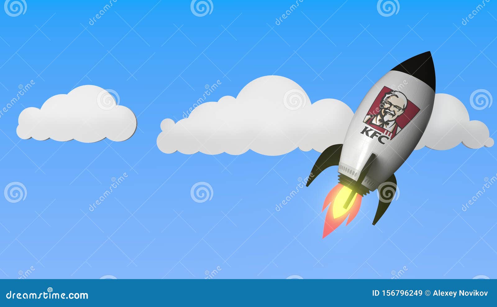 Download KFC Logo Against A Rocket Mockup. Editorial Success Related 3D Rendering Editorial Stock Image ...