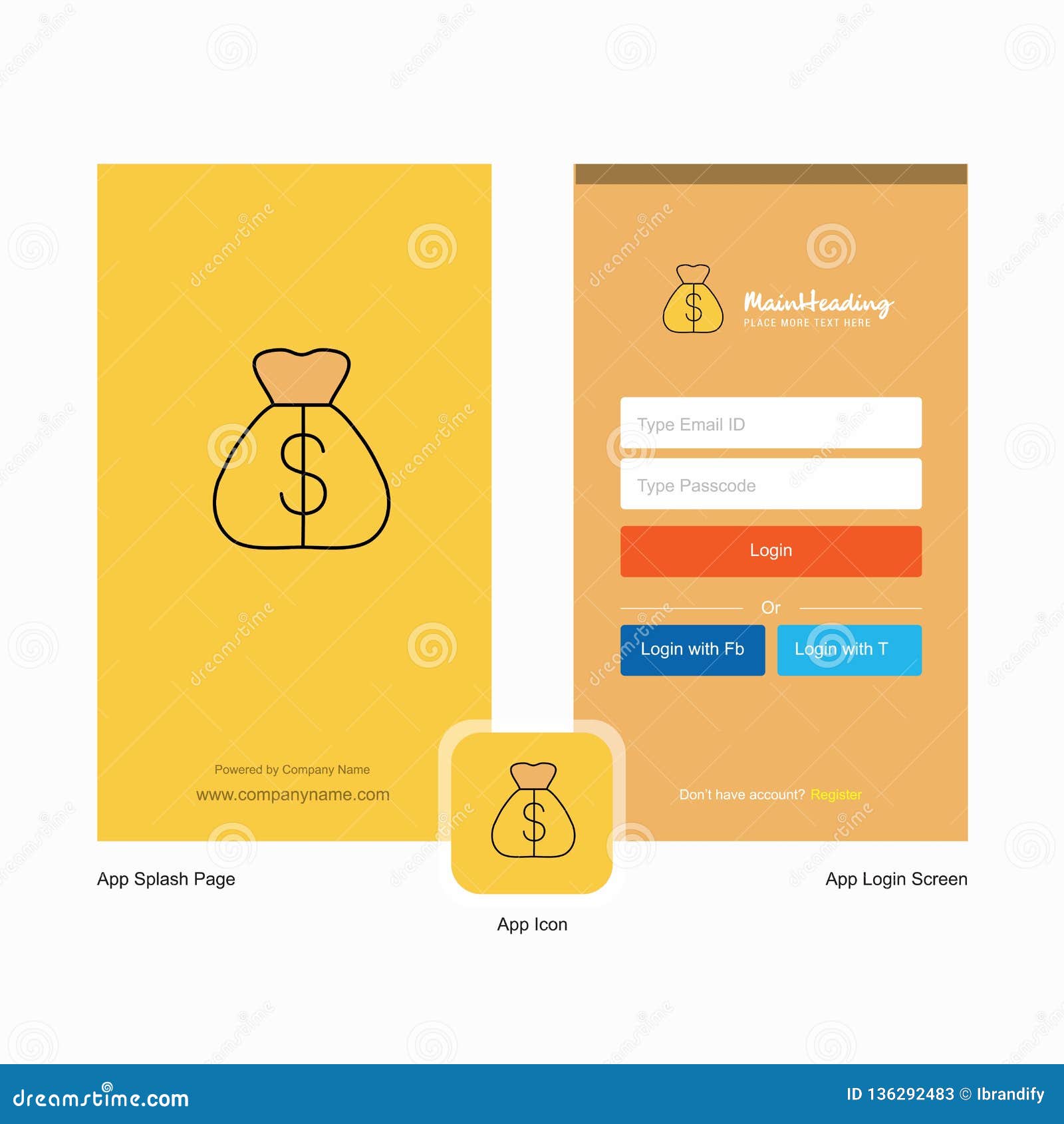 Company Grains bag Splash Screen and Login Page design with Logo template  Mobile Online Business Template 14348540 Vector Art at Vecteezy