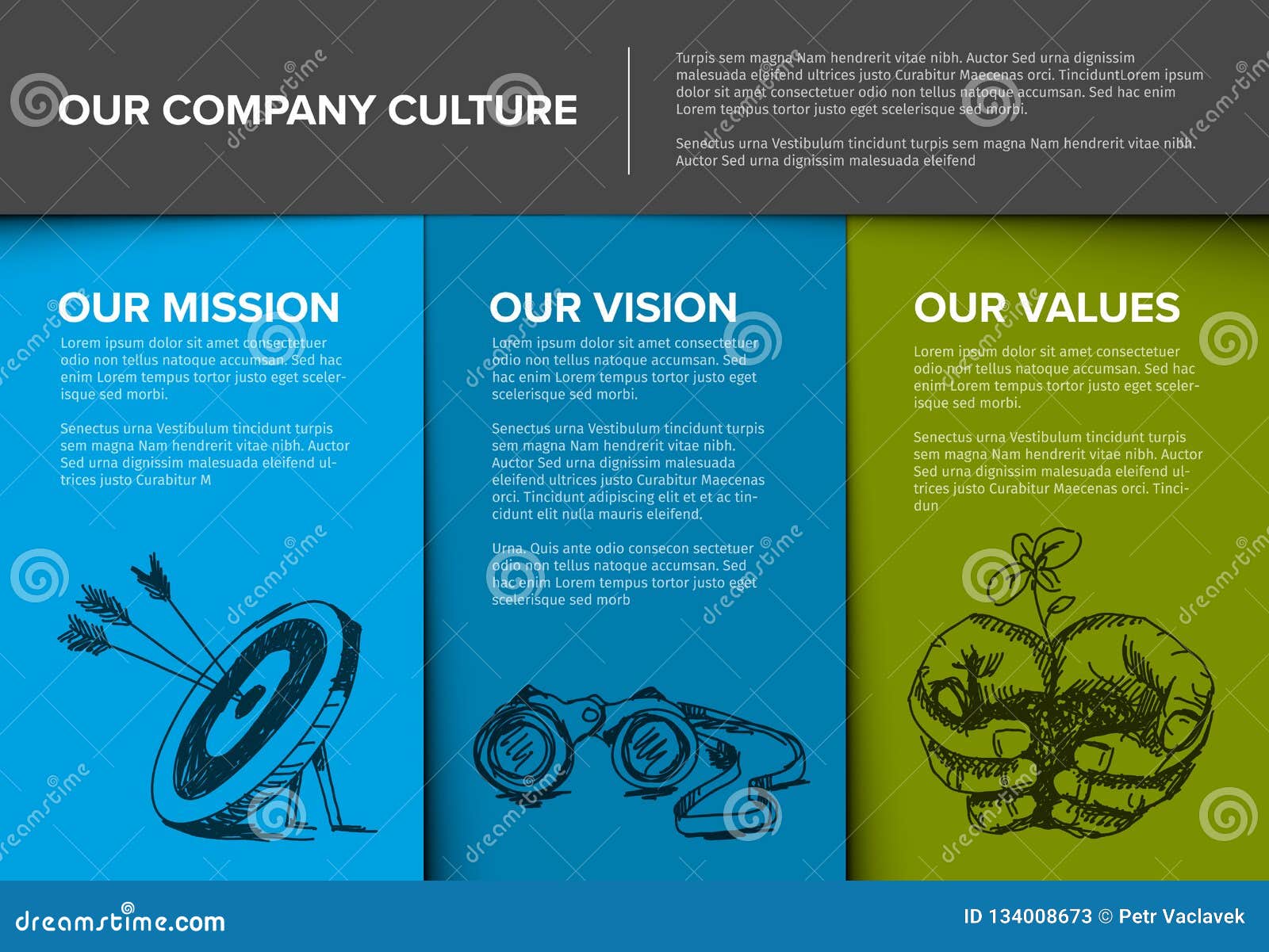 company profile template with mission, vision and values