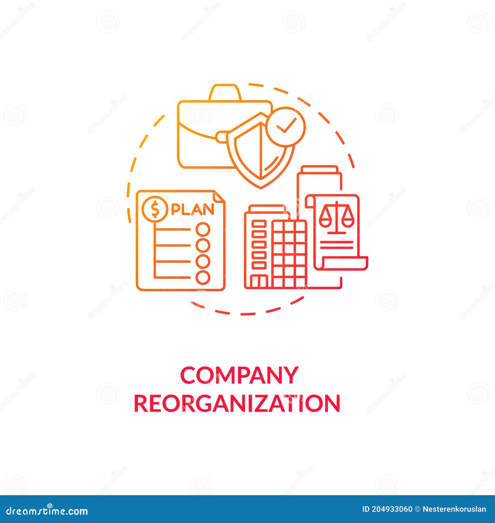 company reorganization red gradient concept icon