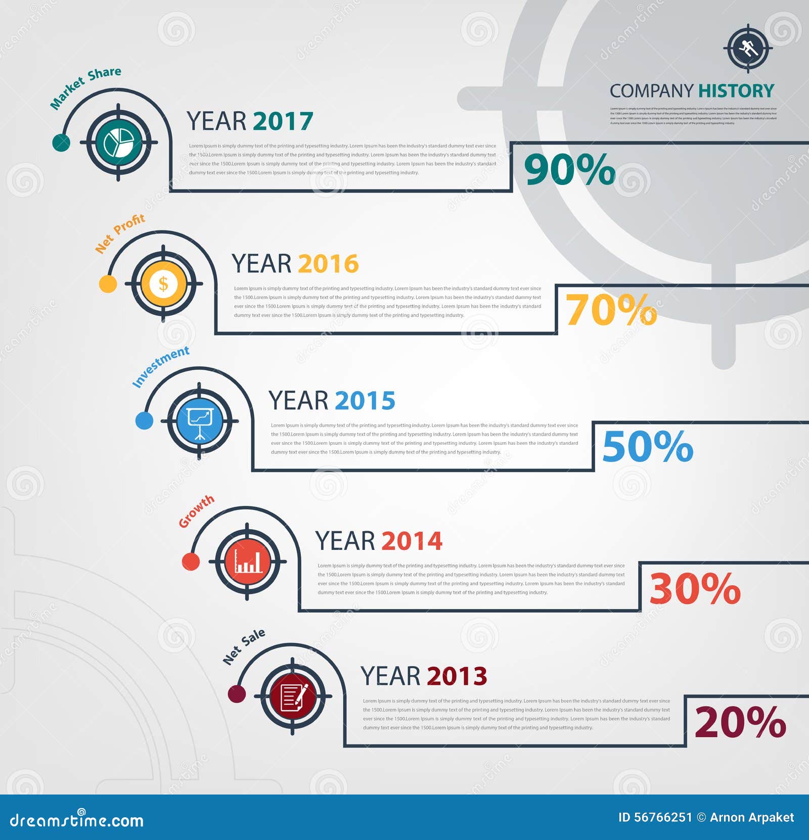 Company Timeline&milestone Report Infographic Stock Vector 