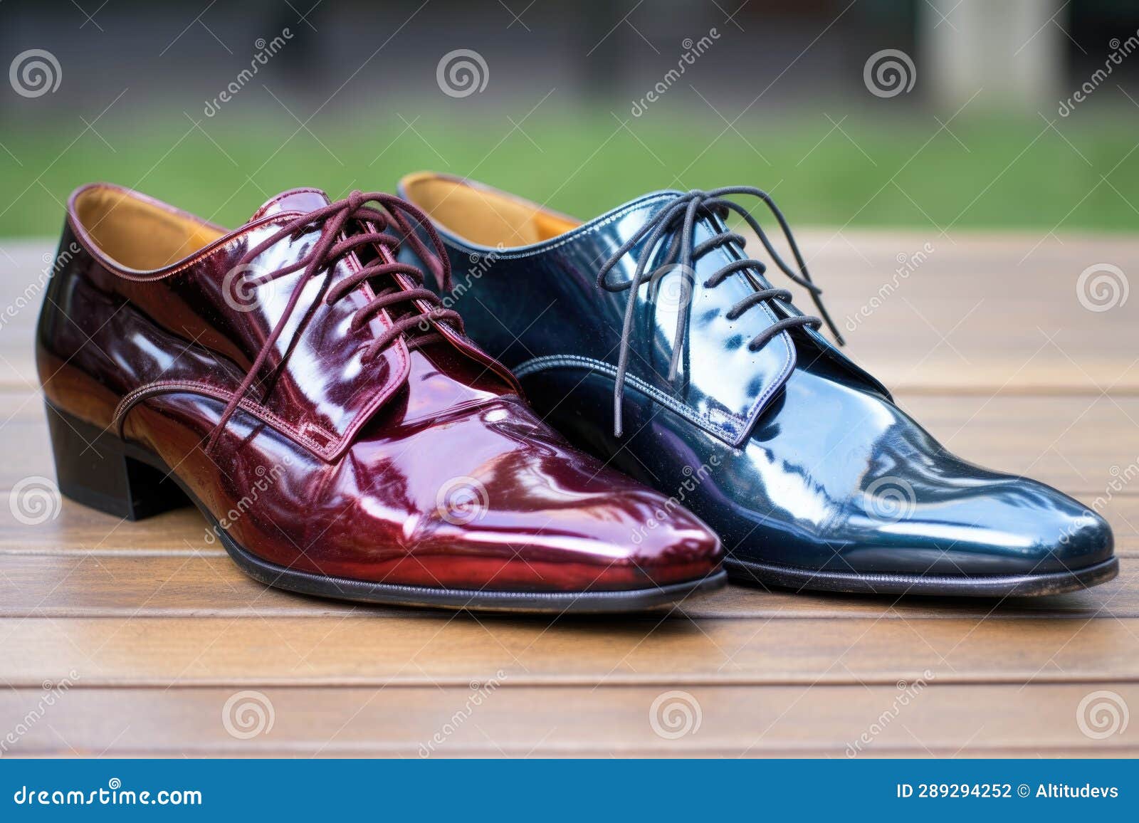 Before and after Comparison of Dull and Shiny Shoes Stock Photo Image