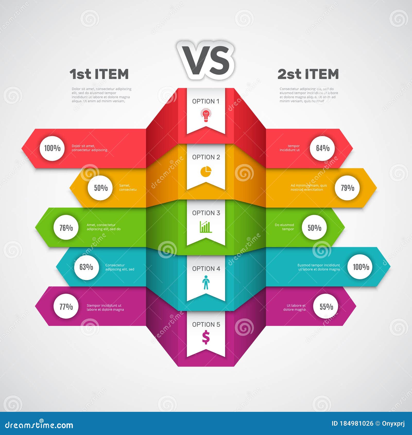 Comparison Infographic. Business Chart with Choice Elements or Products Infotable Versus Arts Vector Compare Graph Stock Vector - Illustration of infographic, analyzing: 184981026