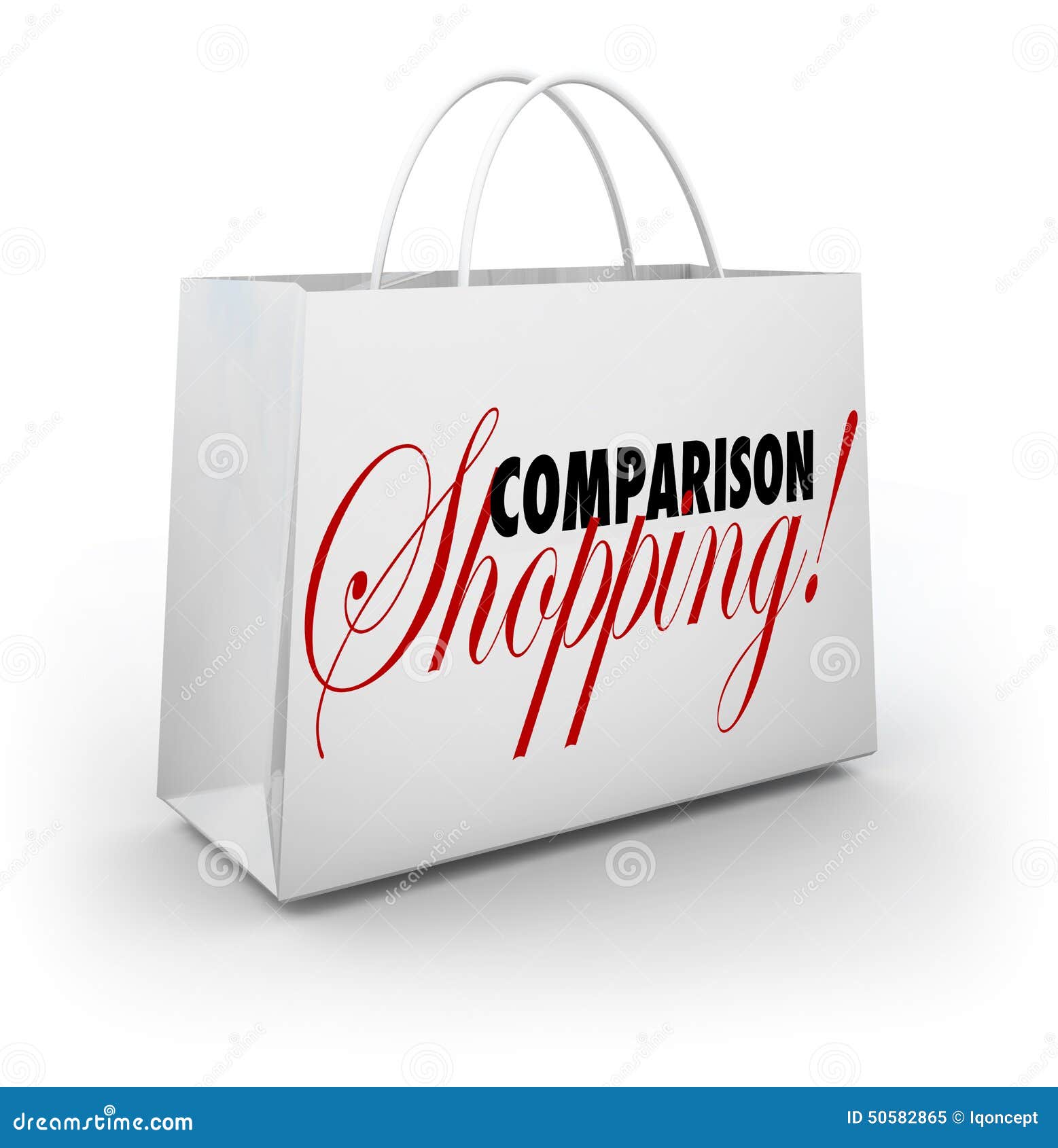 Comparison Shopping Bag Buy Merchandise Best Lowest Price Stock Illustration - Illustration of ...