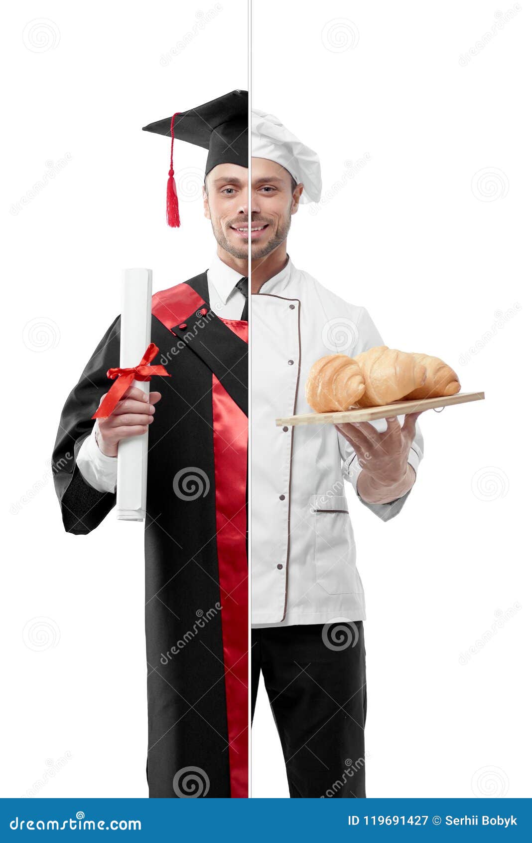 comparison of university`s graduate and chef`s outlook.