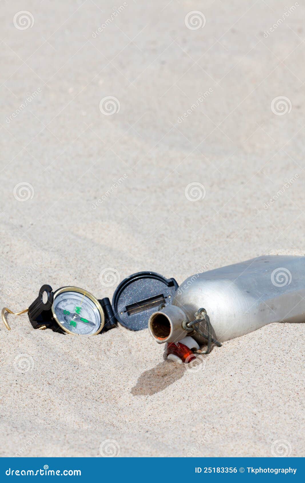 Compass and a canteen stock photo. Image of background 25183356