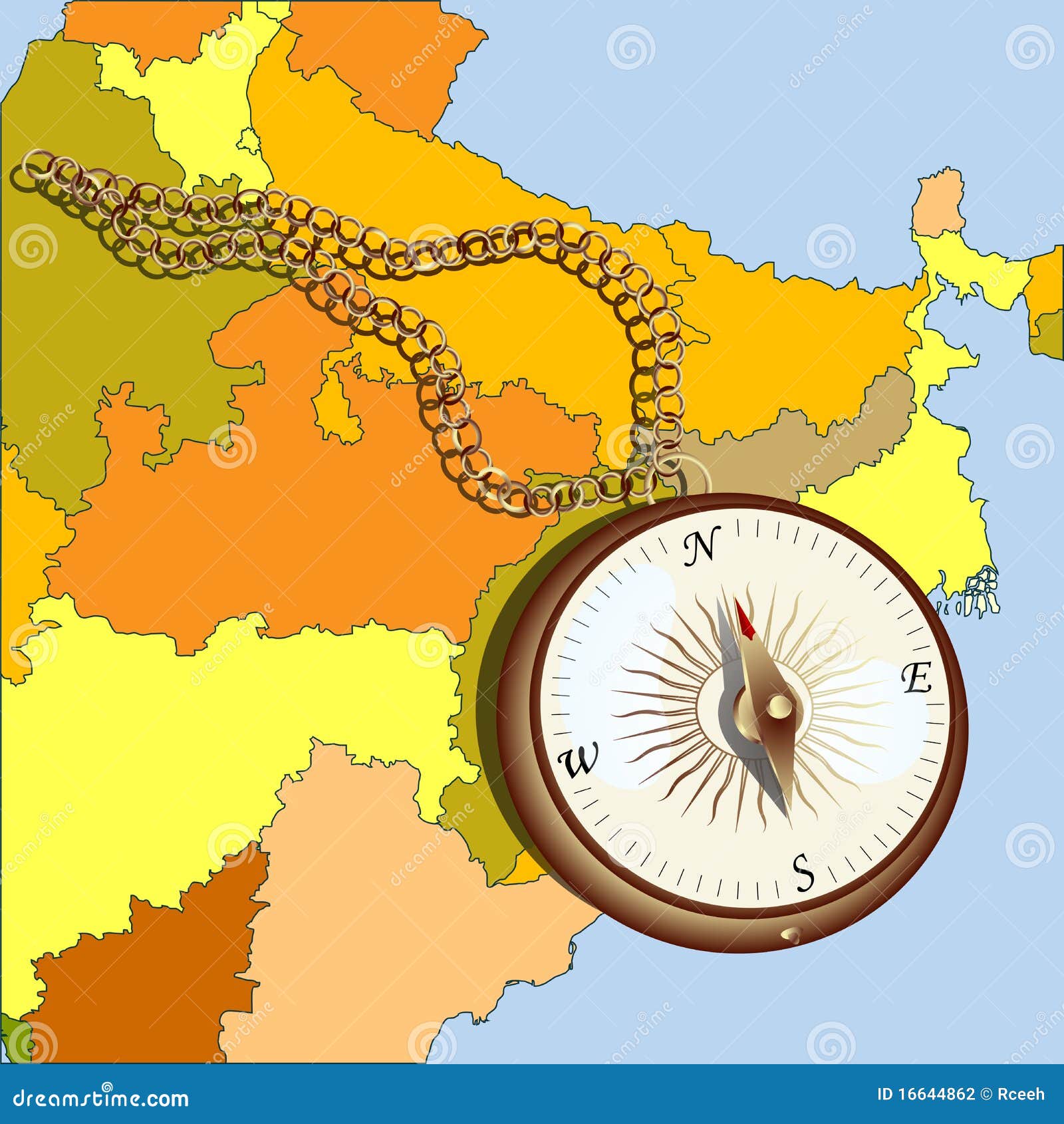 Compass and chain stock vector. Illustration of abstract 16644862