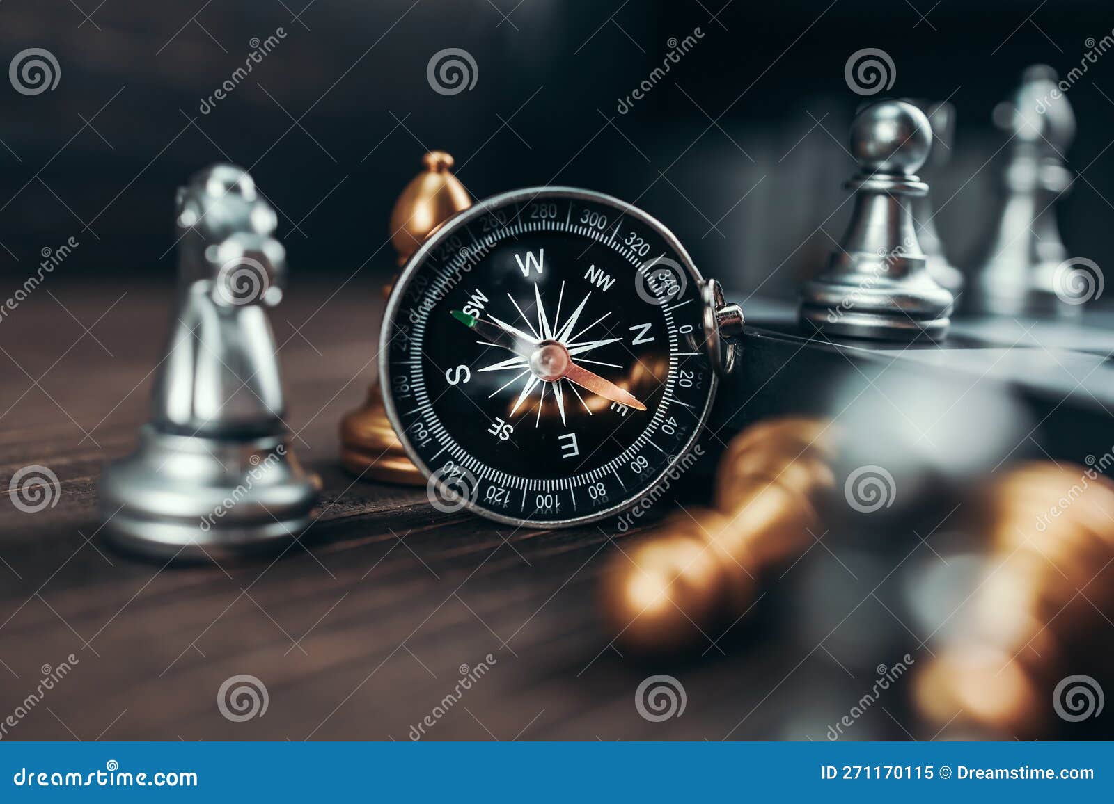 Compass Chess Piece On Chess Board Stock Photo 2296557763