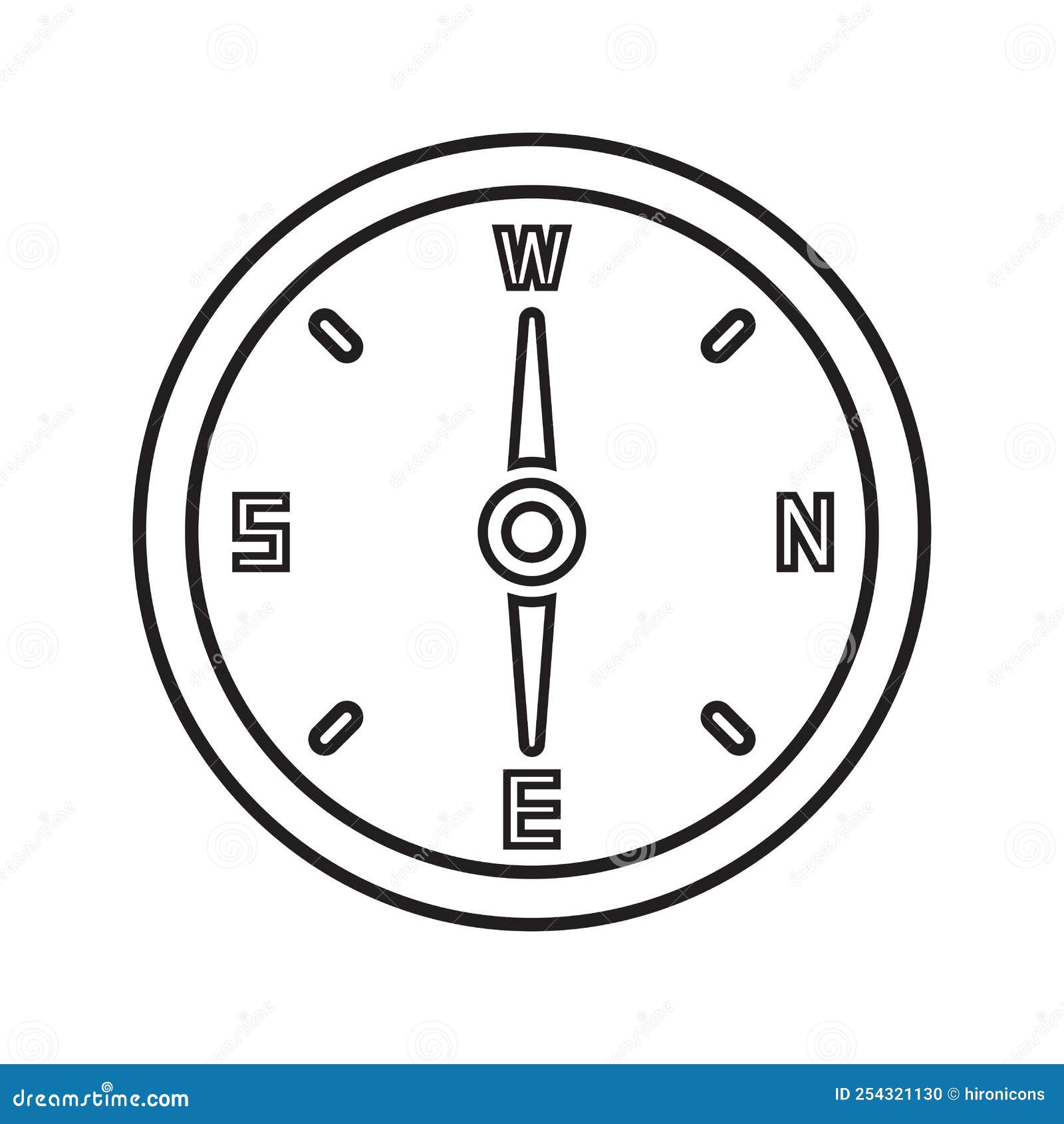 Compass, Direction Outline Icon. Line Art Vector Stock Illustration