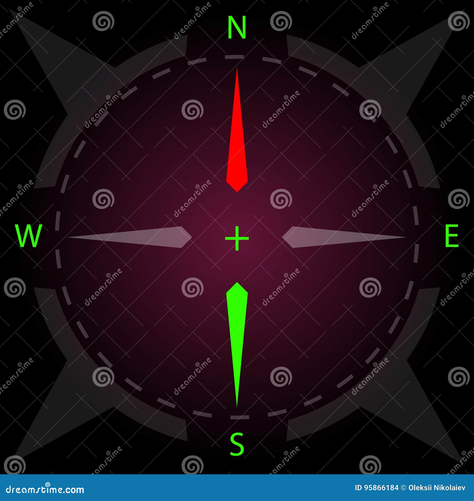 Compass. Display Compass with Illumination. Vector Illustration. Stock