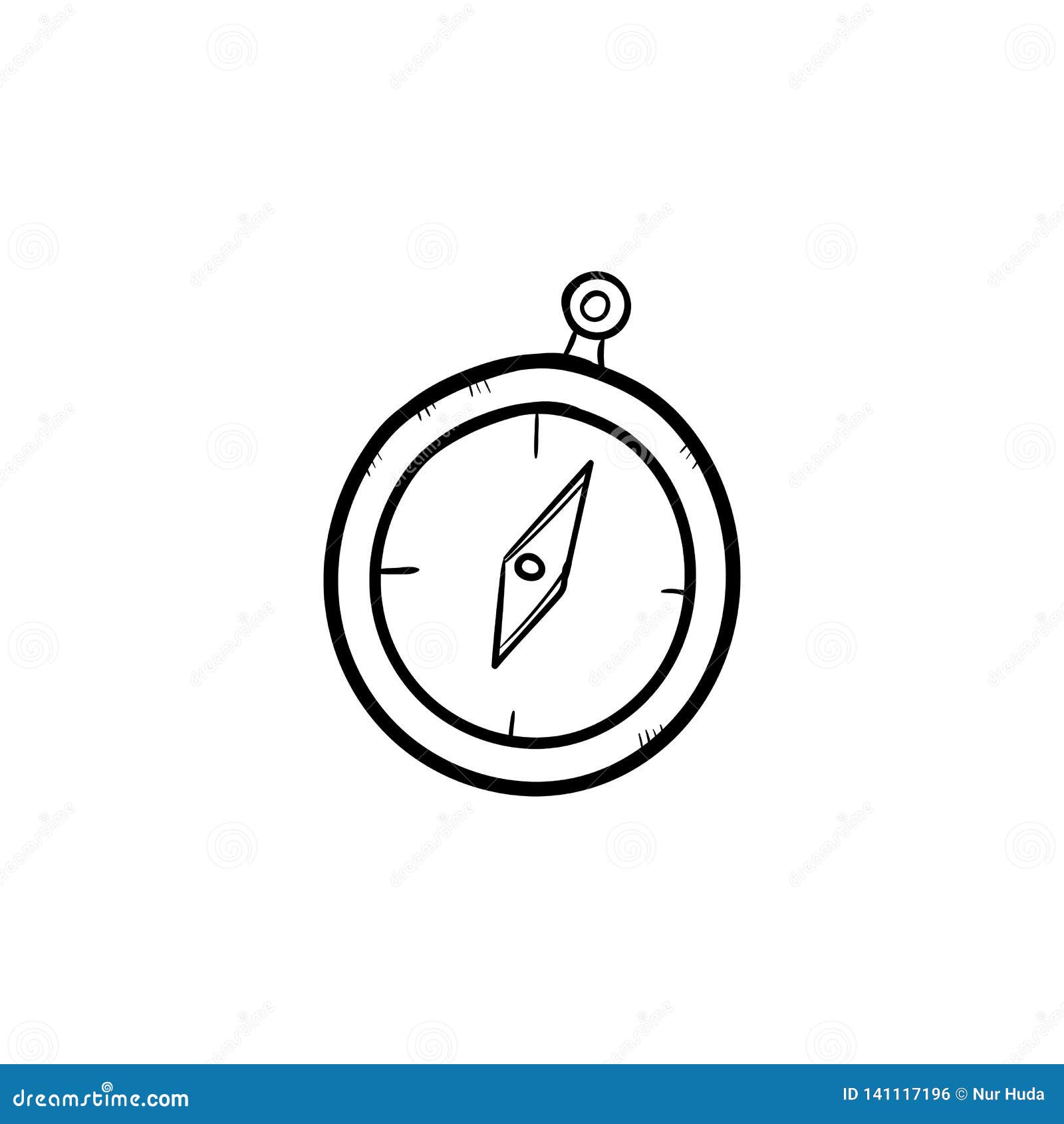 Compass Doodle Icon Vector Hand Draw Stock Vector - Illustration of