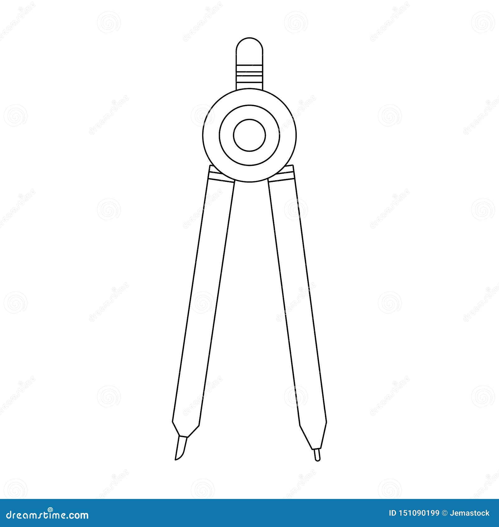 Compass Geometric Tool Symbol Isolated in Black and White Stock Vector