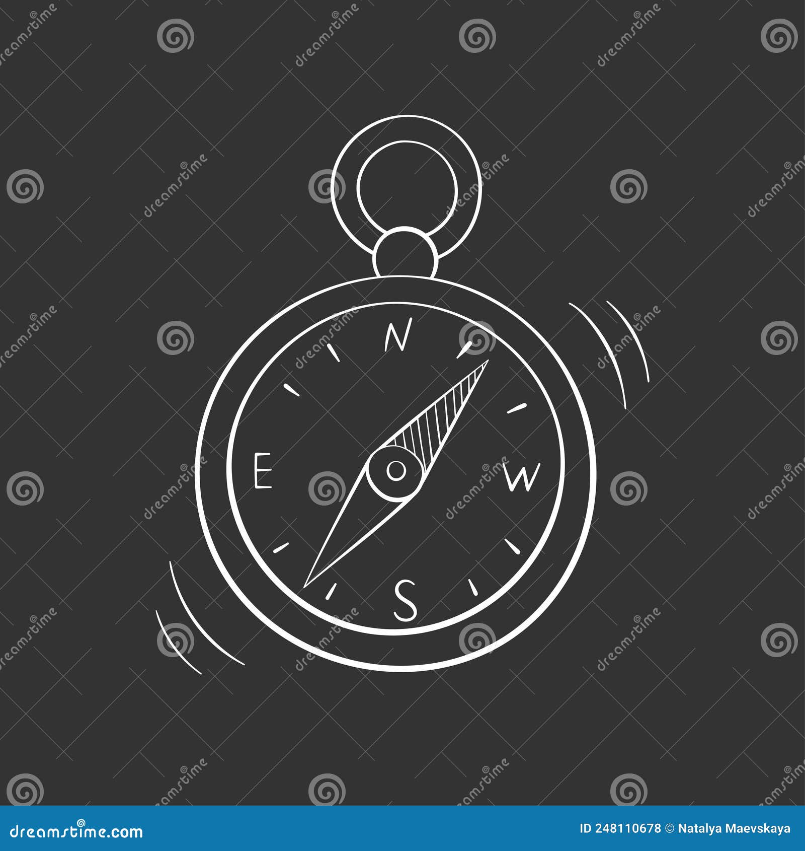 Compass Icon in Doodle Style, Vector Illustration. Sketch Wind Rose for