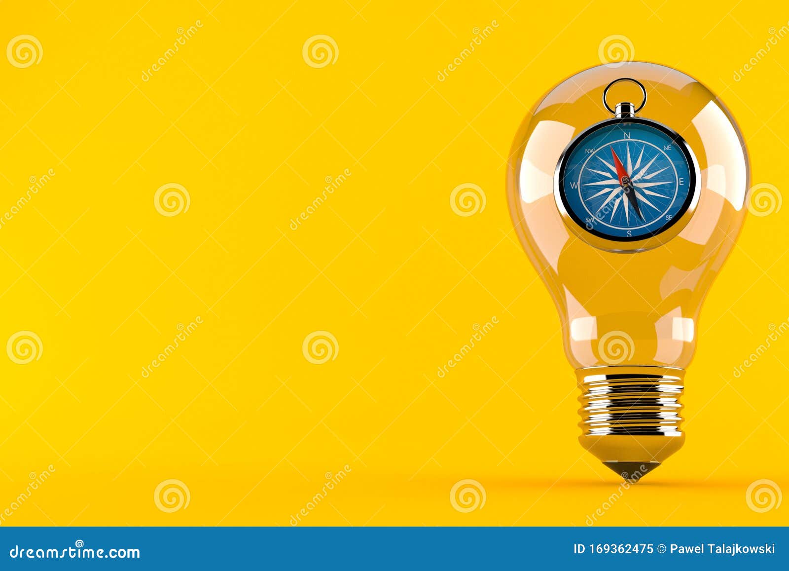 Compass inside light bulb stock illustration. Illustration of copy