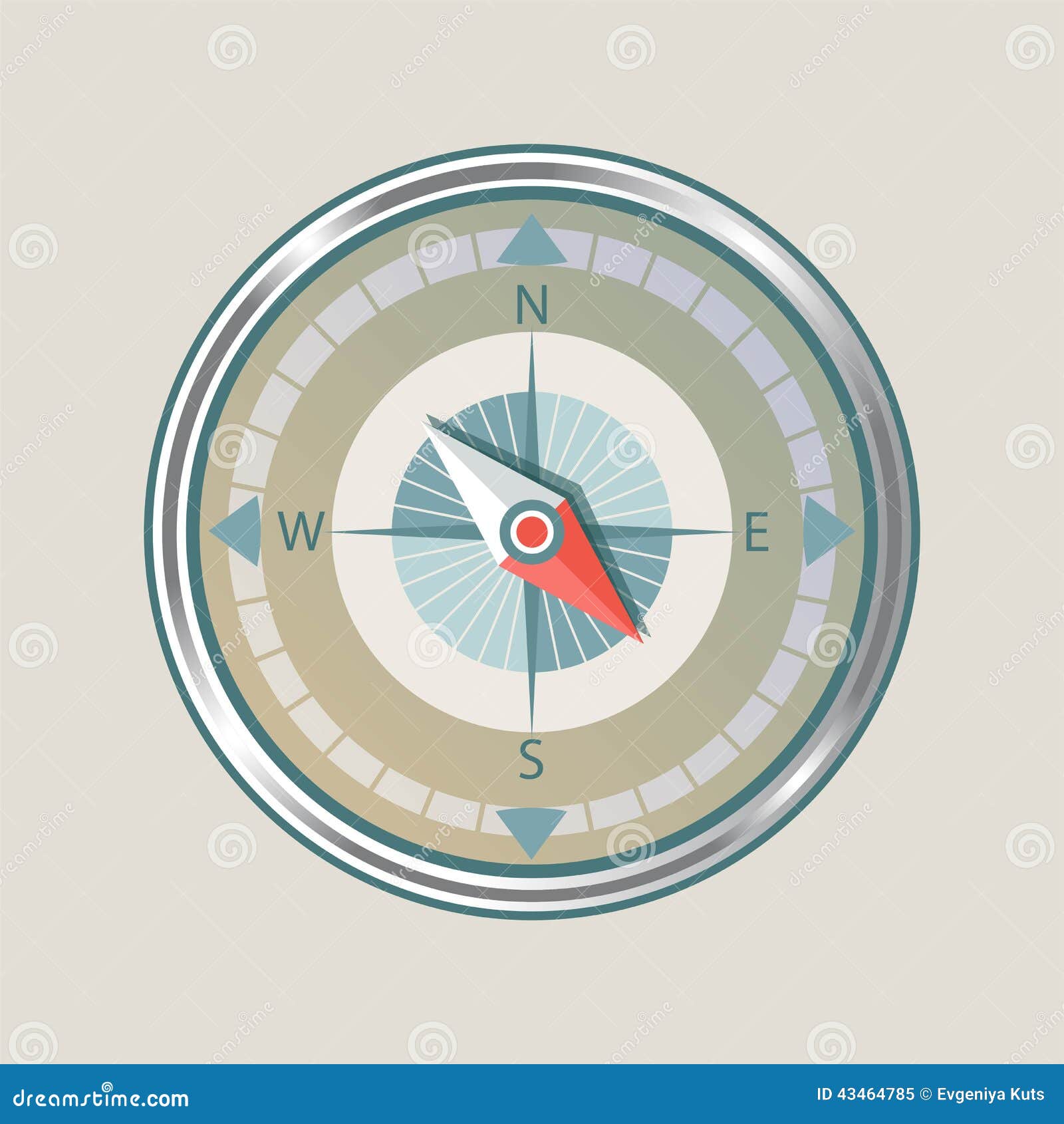 Compass Instrument Isolated Stock Vector Illustration of hike, east