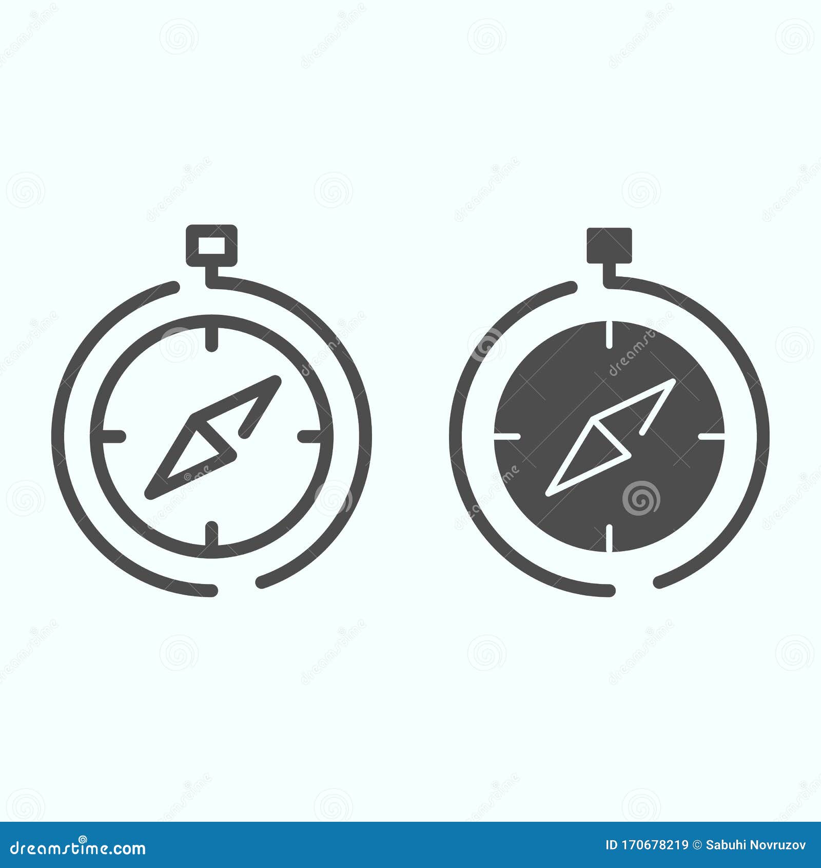 Compass Line And Solid Icon. Navigation Equipment Illustration Isolated