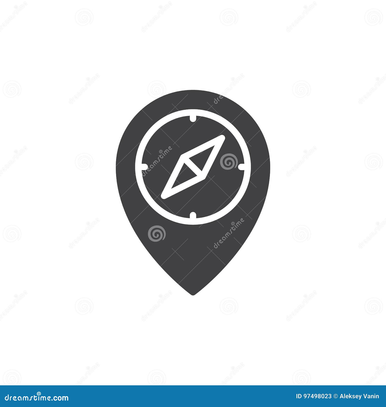 Compass on Map Pointer Icon Vector Stock Vector Illustration of